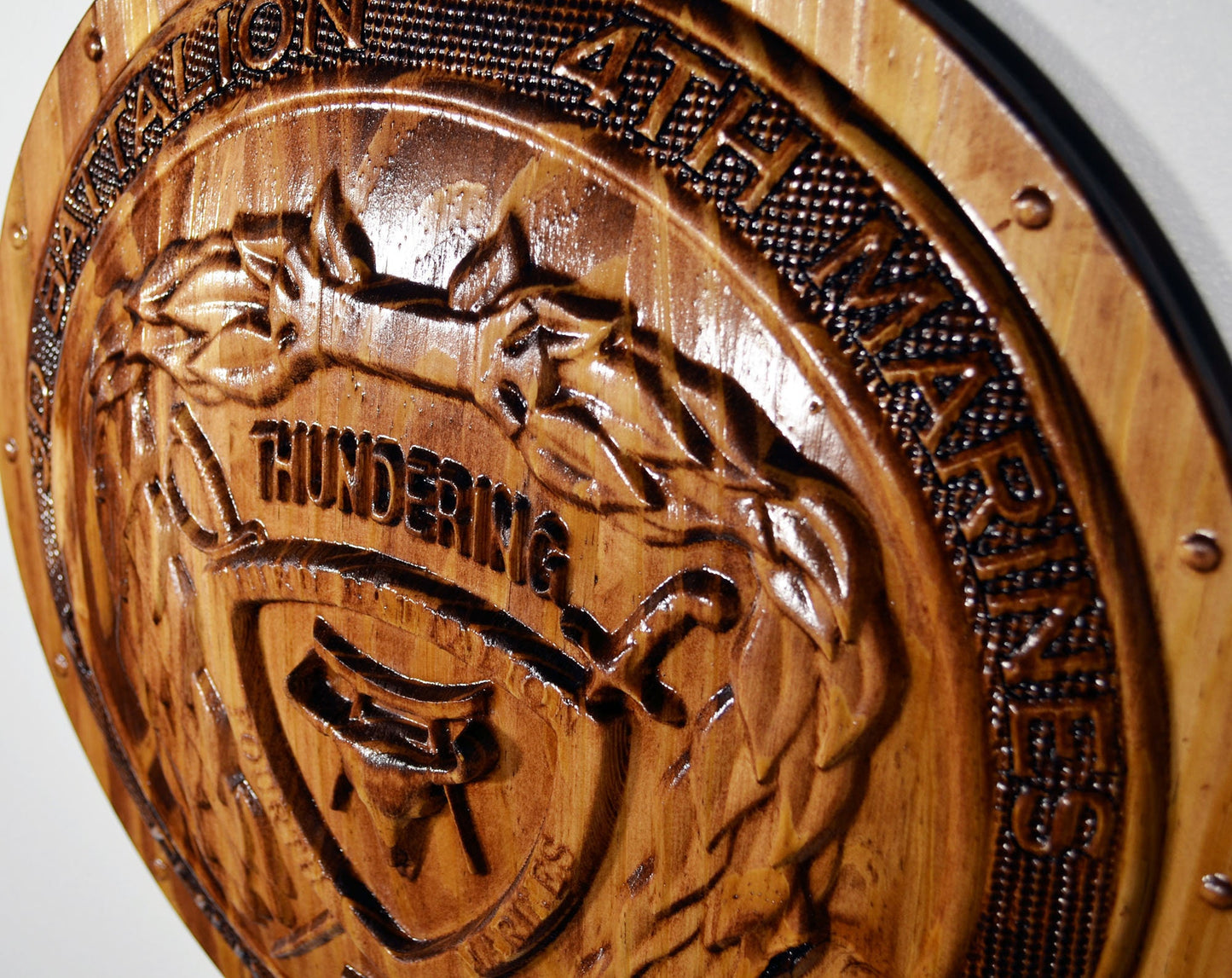 USMC 3rd Battalion 4th Marines, Thundering Third, Marine Corps, 3d wood carving, military plaque
