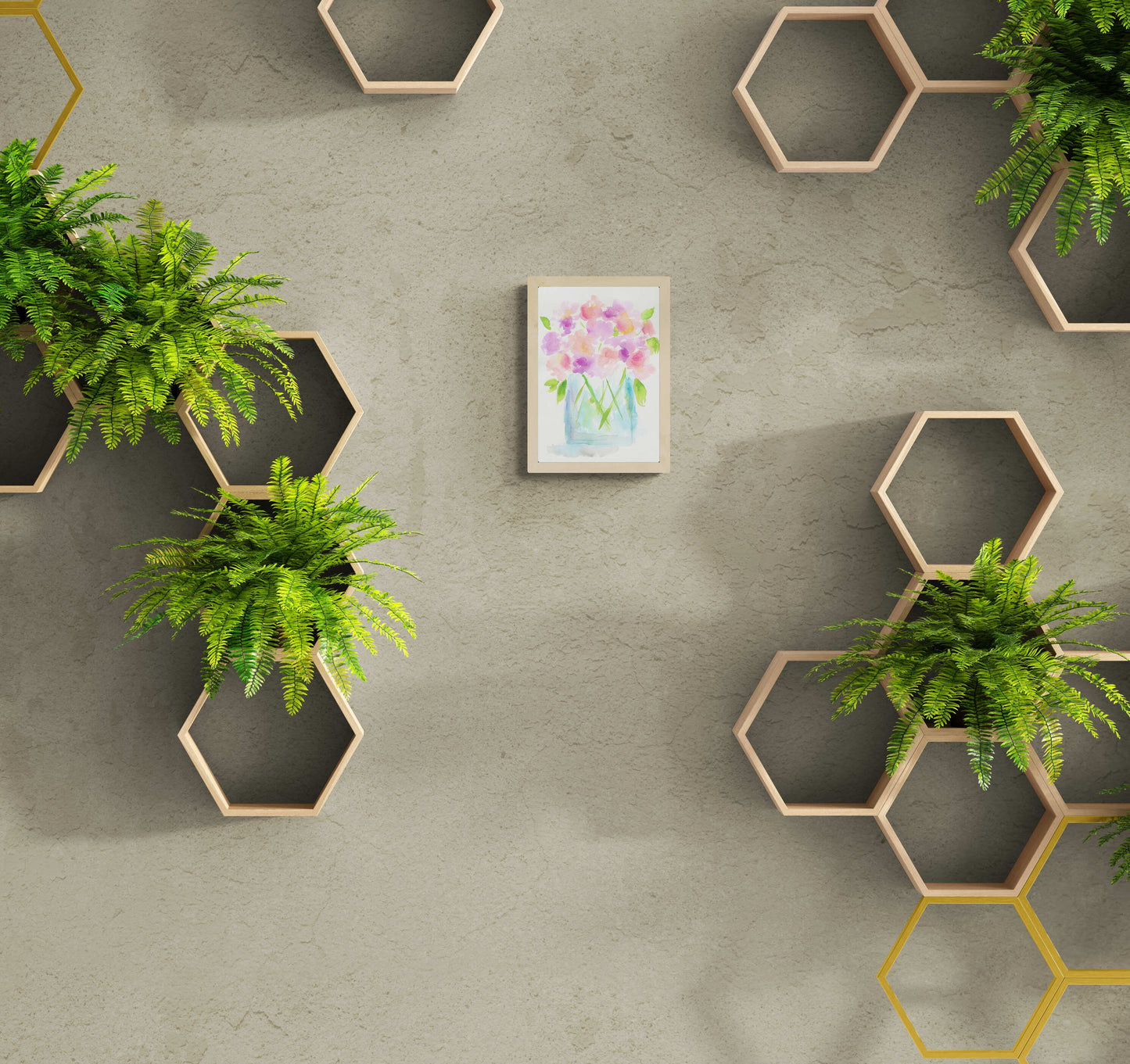 Sweet pea flowers in vase watercolor painting 9x12