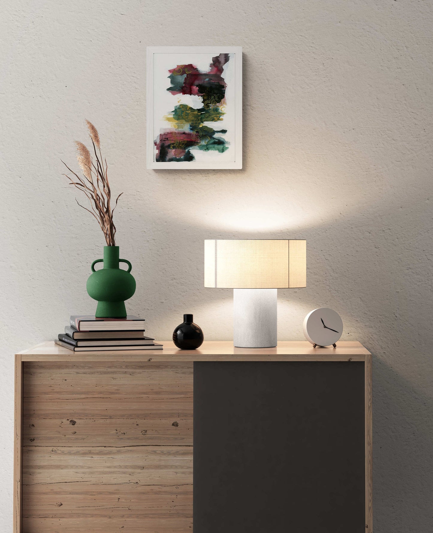 Abstract mixed media original painting 9x12, gold accent abstract original art on paper, hand painted funky wall art - Carved Effects