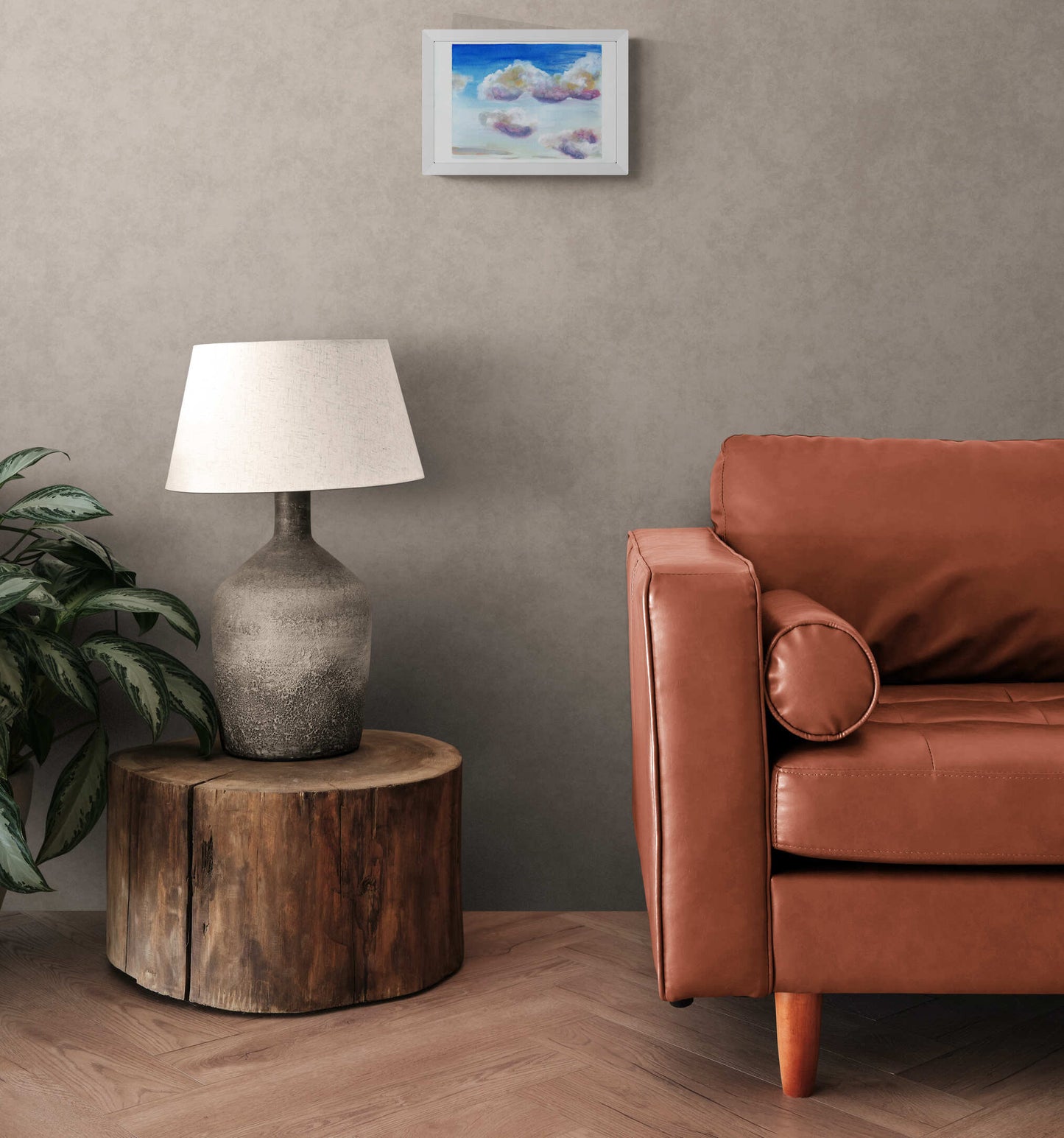 Cloudy day original watercolor landscape painting, 9x12 hand painted on paper, ready to frame, whimsical landscape wall art