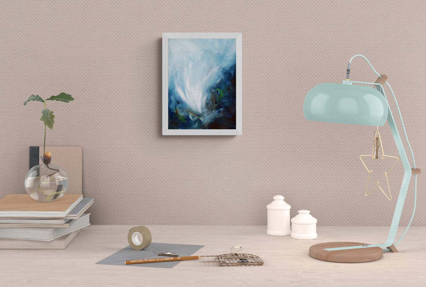 Abstract wave hand painted acrylic painting 9x12, abstract art for living room wall, ready to frame authentic painting - Carved Effects