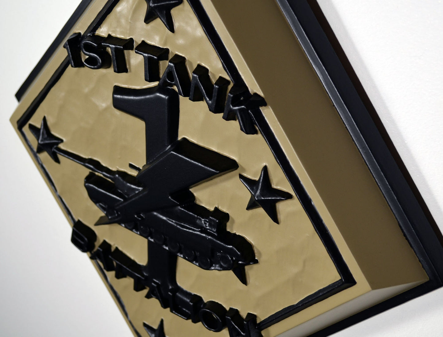 USMC 1st Tank Battalion Khaki Black, US Marine Corps, 3d wood carving, military plaque