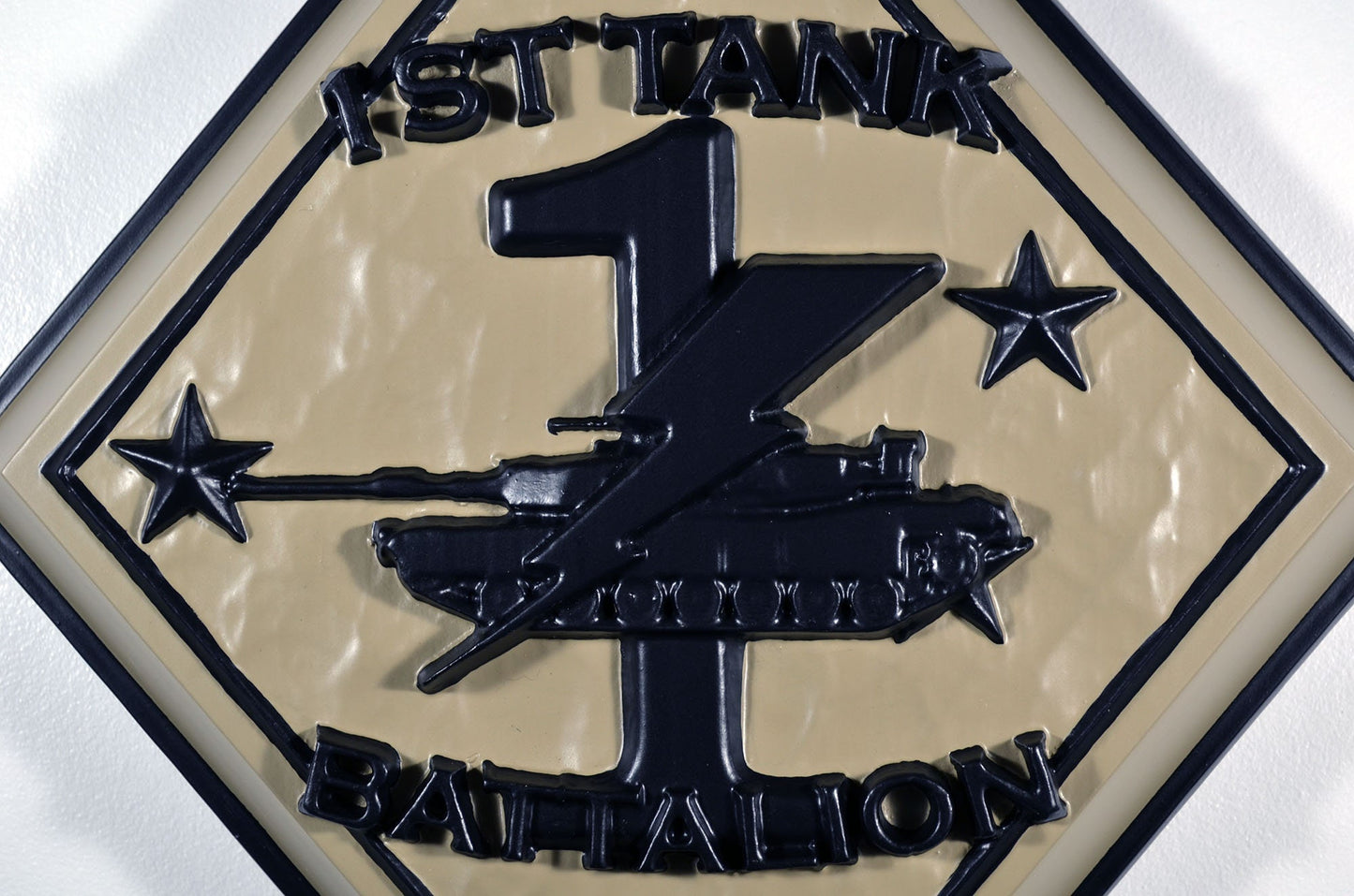 USMC 1st Tank Battalion Khaki Black, US Marine Corps, 3d wood carving, military plaque