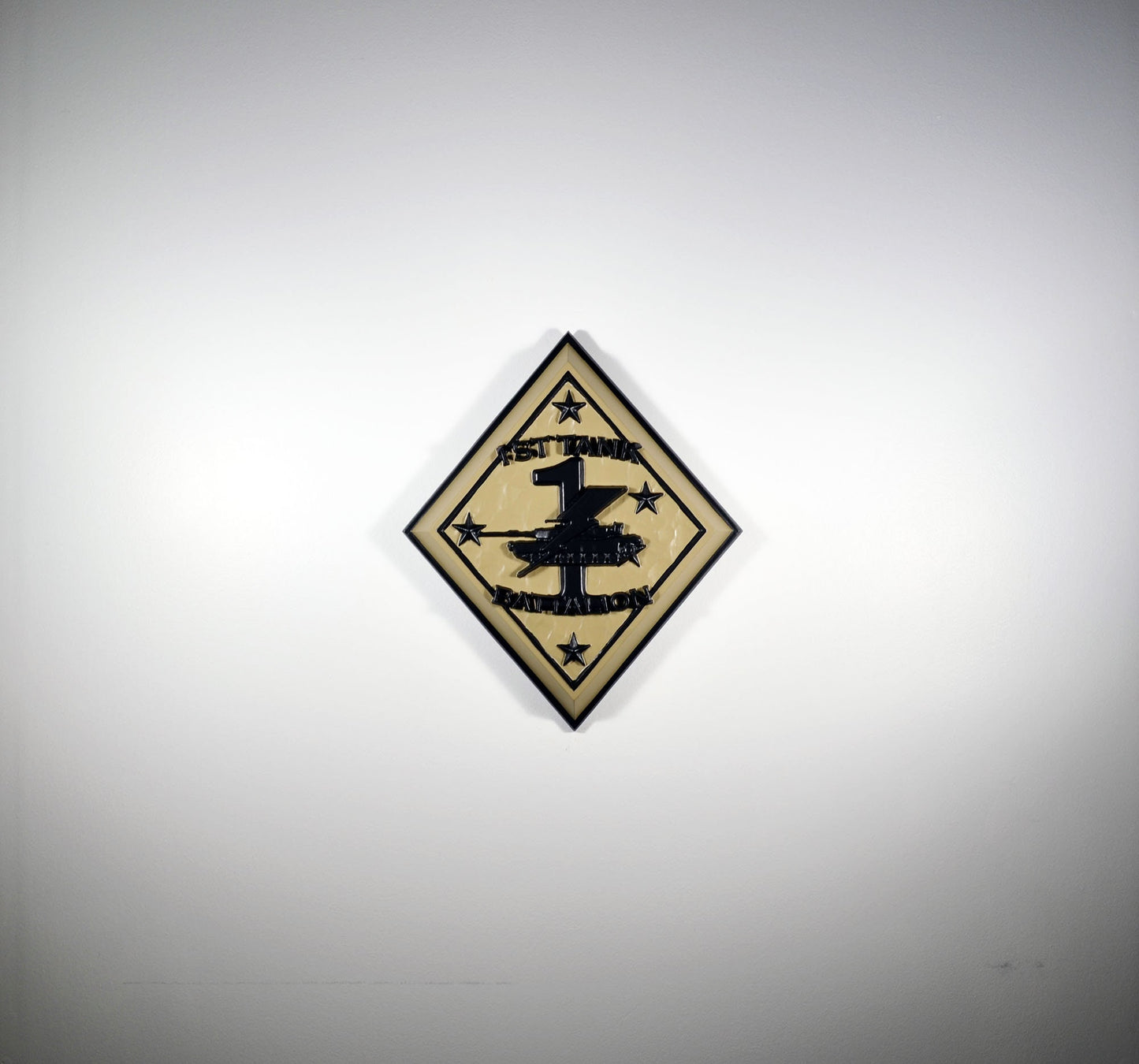 USMC 1st Tank Battalion Khaki Black, US Marine Corps, 3d wood carving, military plaque