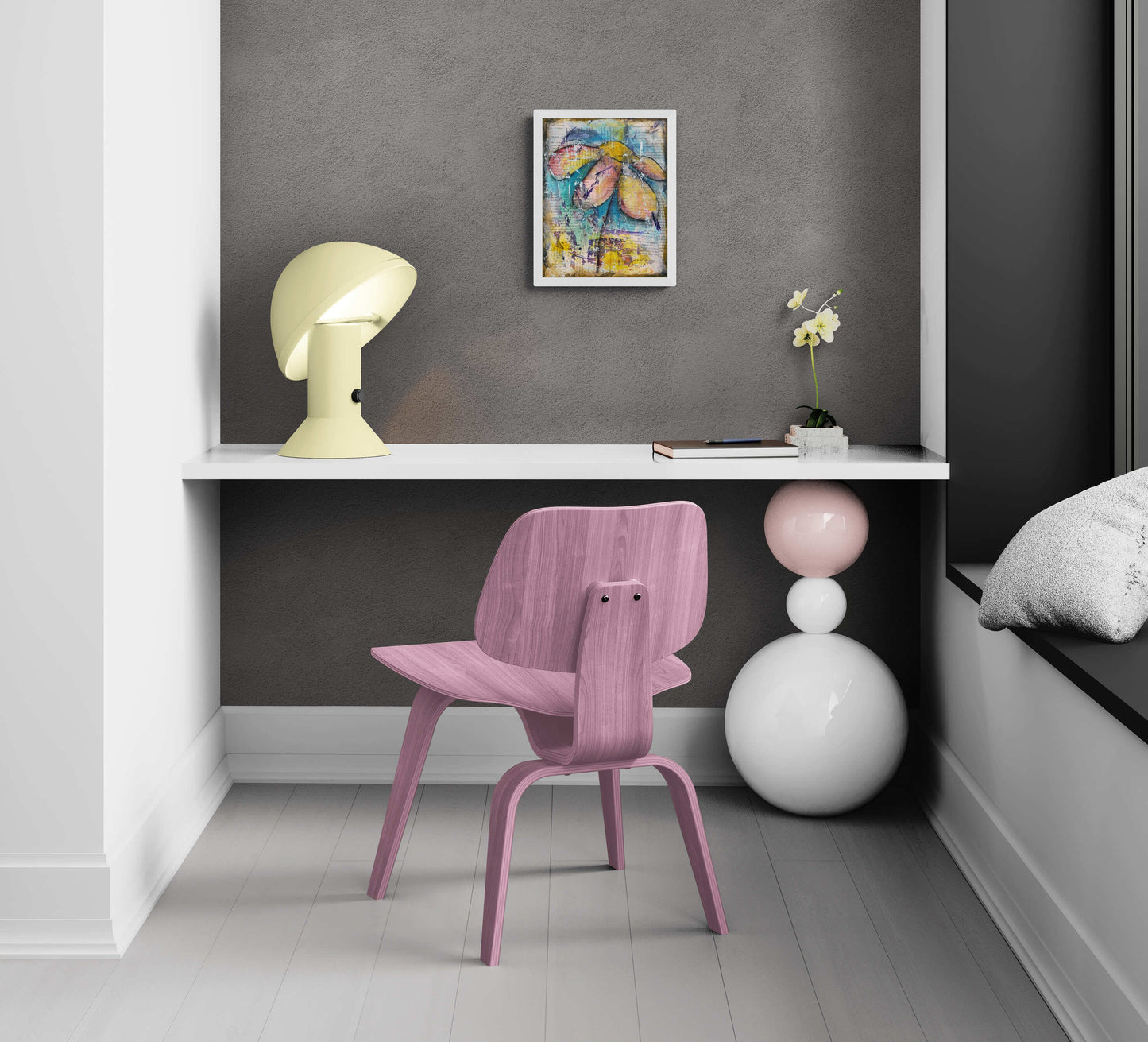 Abstract flower garden hand painted mixed media painting on canvas panel 11x14, original blue art acrylic and watercolor painting - Carved Effects