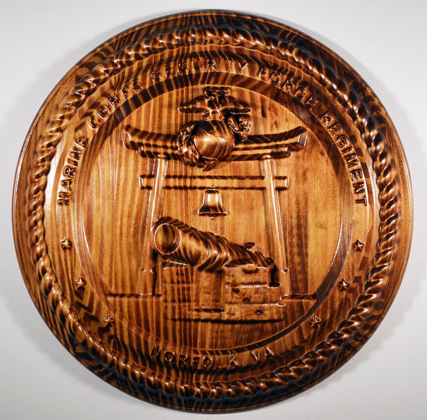 USMC Security Force Regiment, 3d wood carving, military plaque