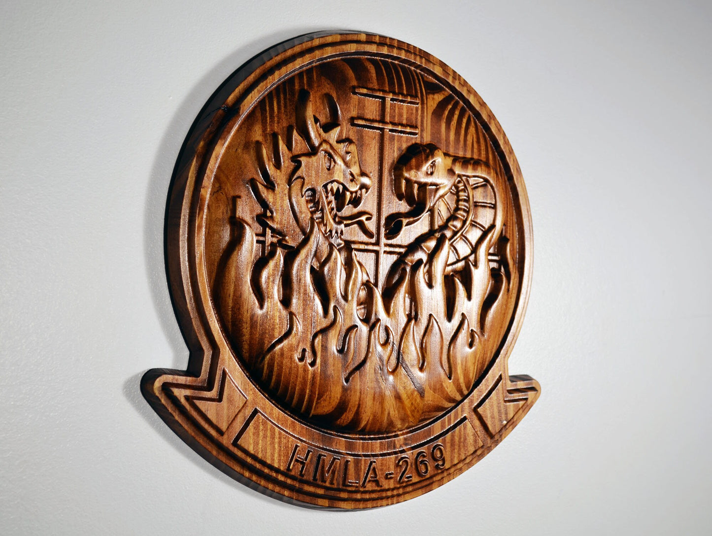 USMC HMLA-269 Marine Light Attack Helicopter Squadron 269, The Gunrunners Marine Corps, 3d wood carving military plaque 11"