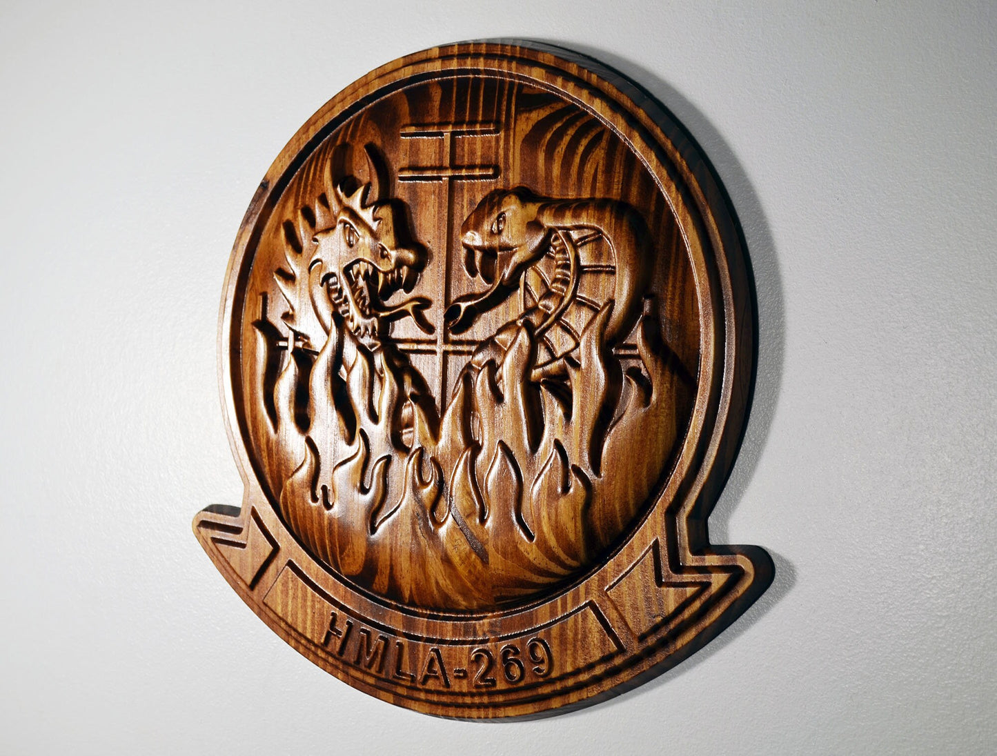 USMC HMLA-269 Marine Light Attack Helicopter Squadron 269, The Gunrunners Marine Corps, 3d wood carving military plaque 11"