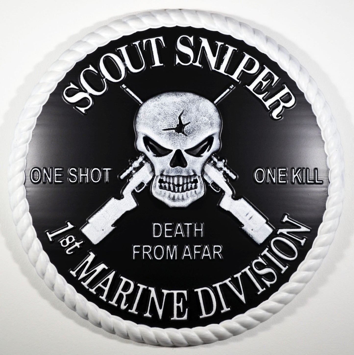USMC 1st Marine Scout Sniper, CNC, Painted 3D Wood Carving, Military Plaque