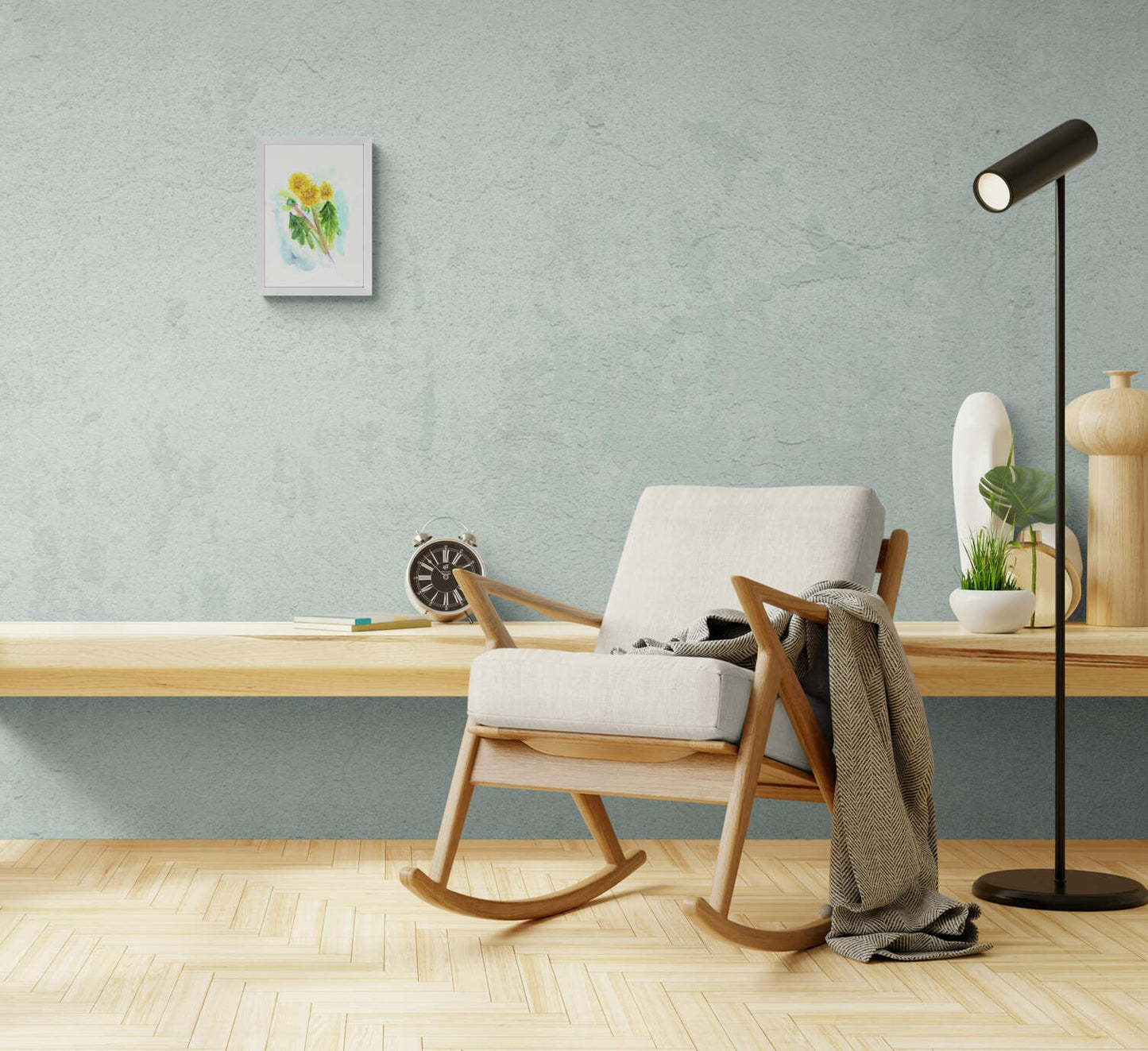 Original 9x12 dandelion watercolor painting, yellow botanical wall art, spring flower theme decor