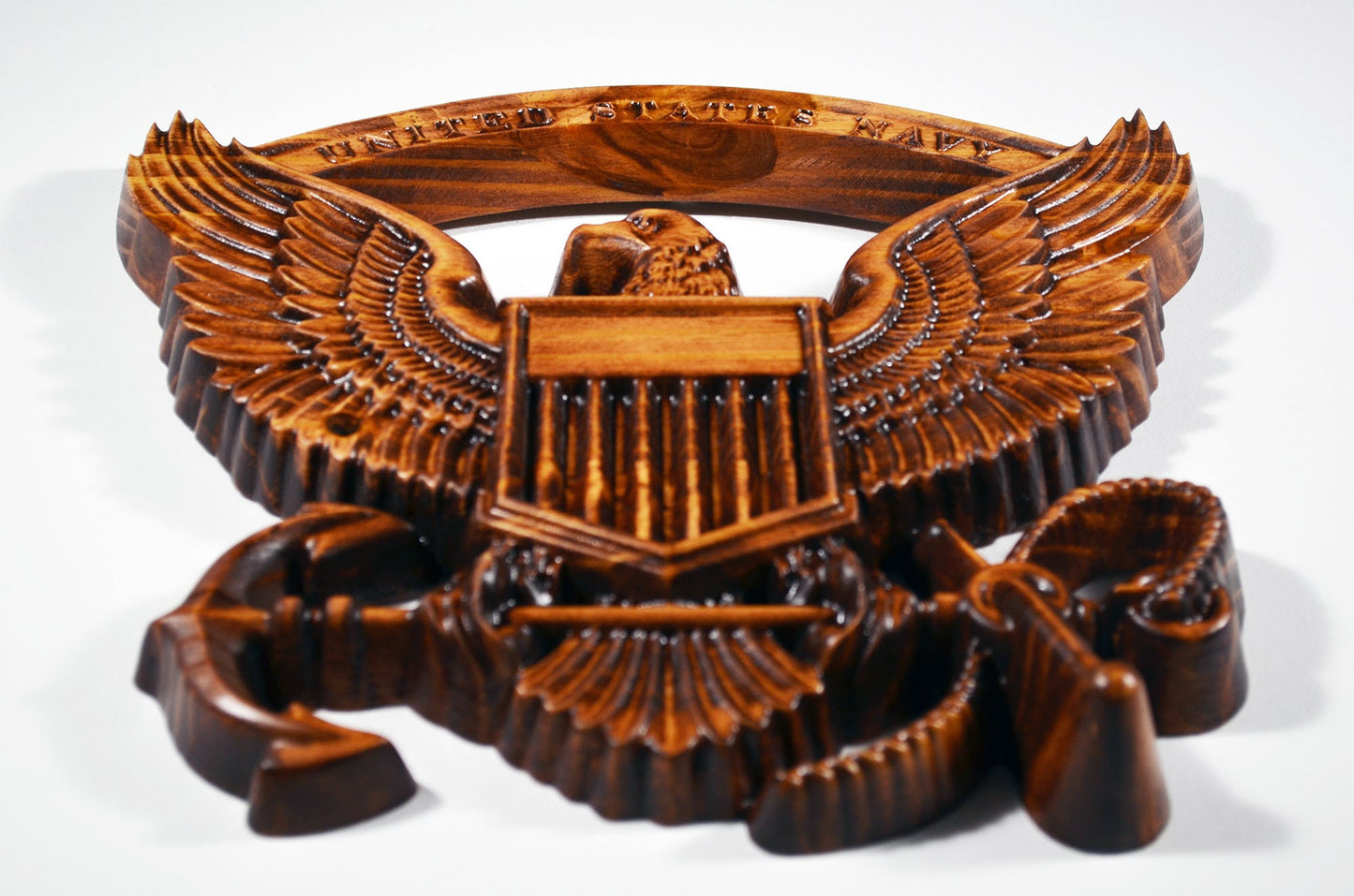 US Navy Eagle, 12" cnc carved wood military plaque