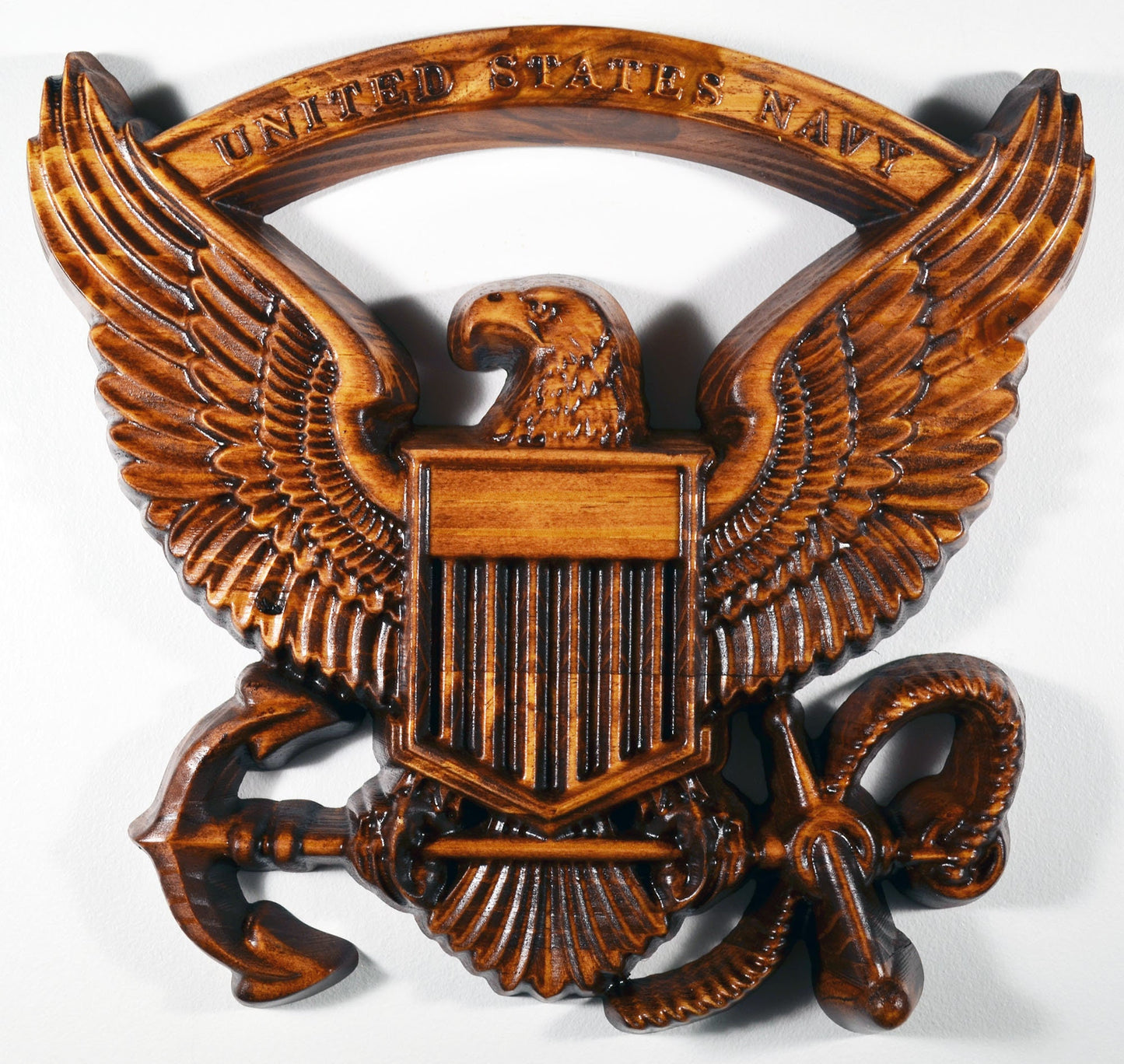 US Navy Eagle, 12" cnc carved wood military plaque