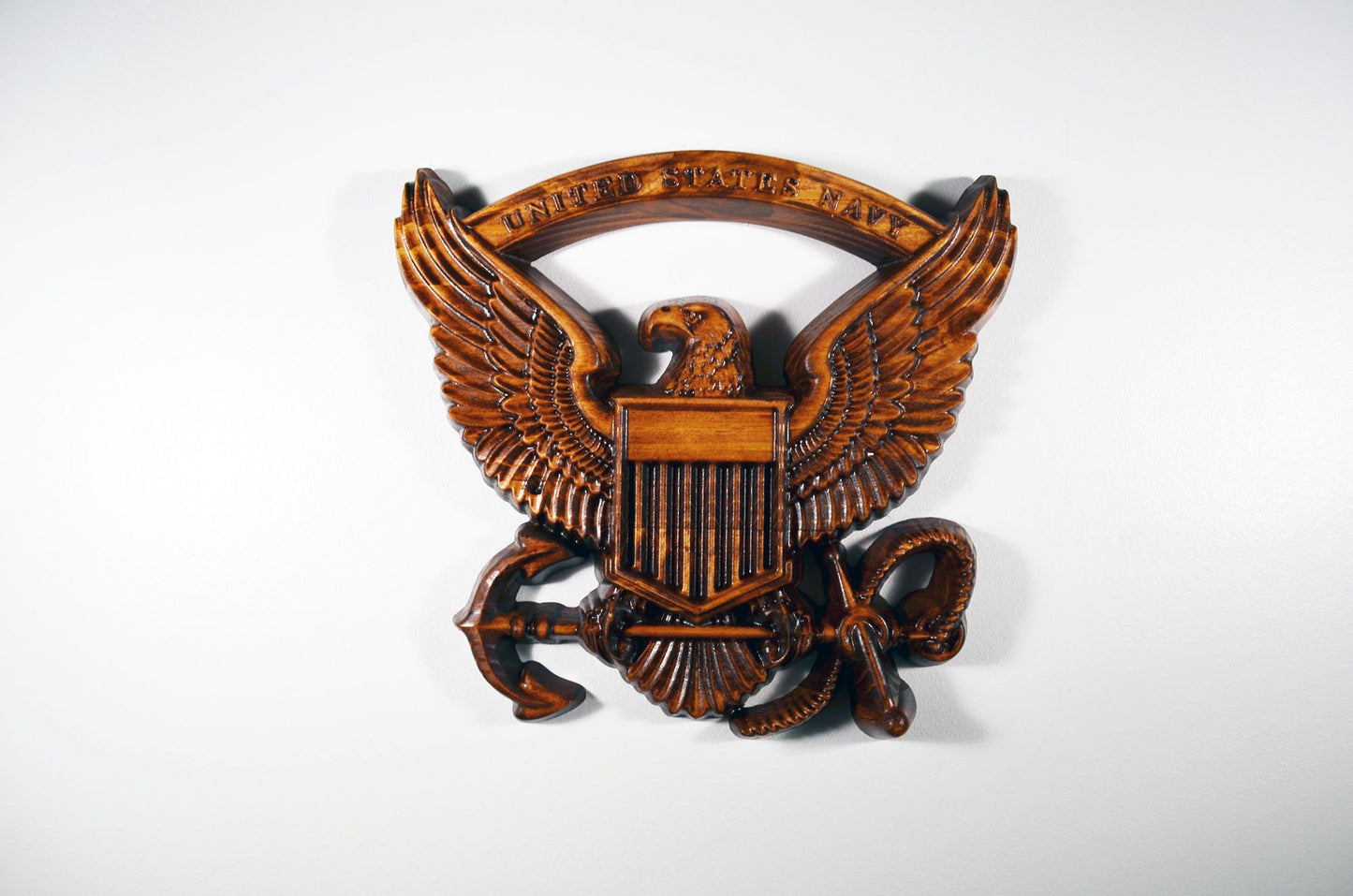 US Navy Eagle, 12" cnc carved wood military plaque