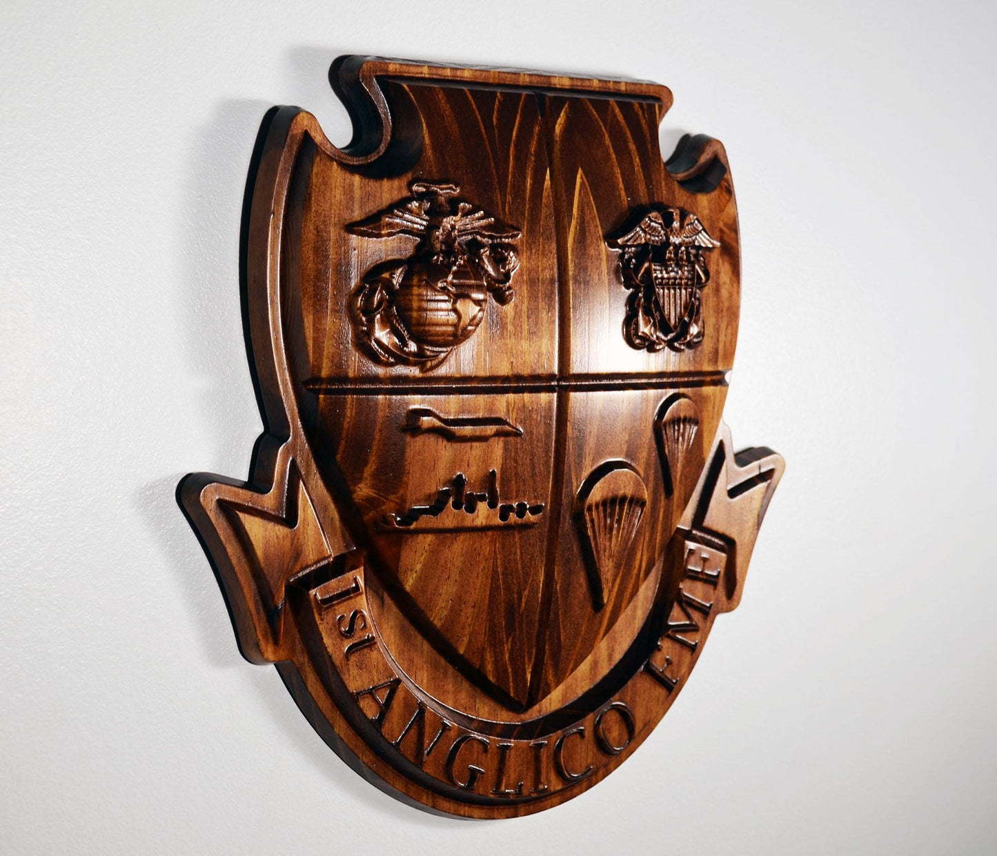 USMC 1st Anglico 12", Unit Emblem, US Marine Corps, military plaque