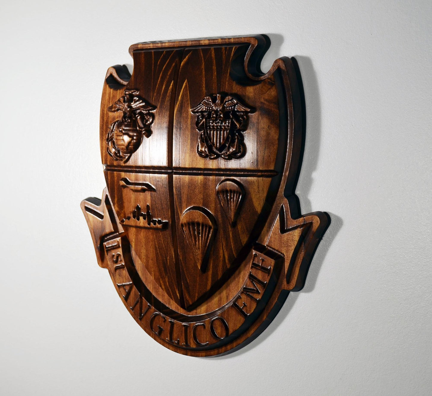 USMC 1st Anglico 12", Unit Emblem, US Marine Corps, military plaque