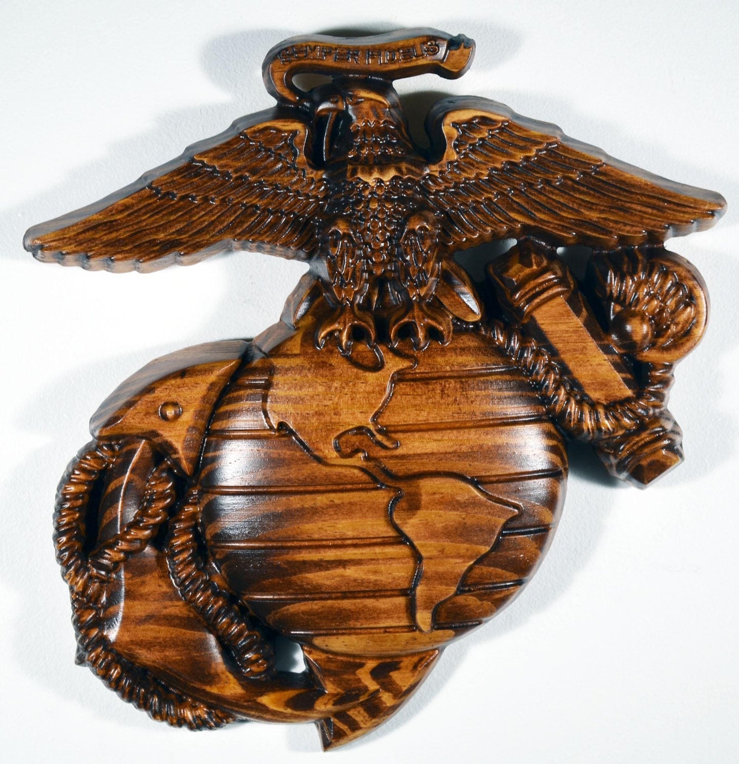 USMC Facing Eagle Globe Anchor 10", Marine Corps, EGA, Mahogany, military plaque