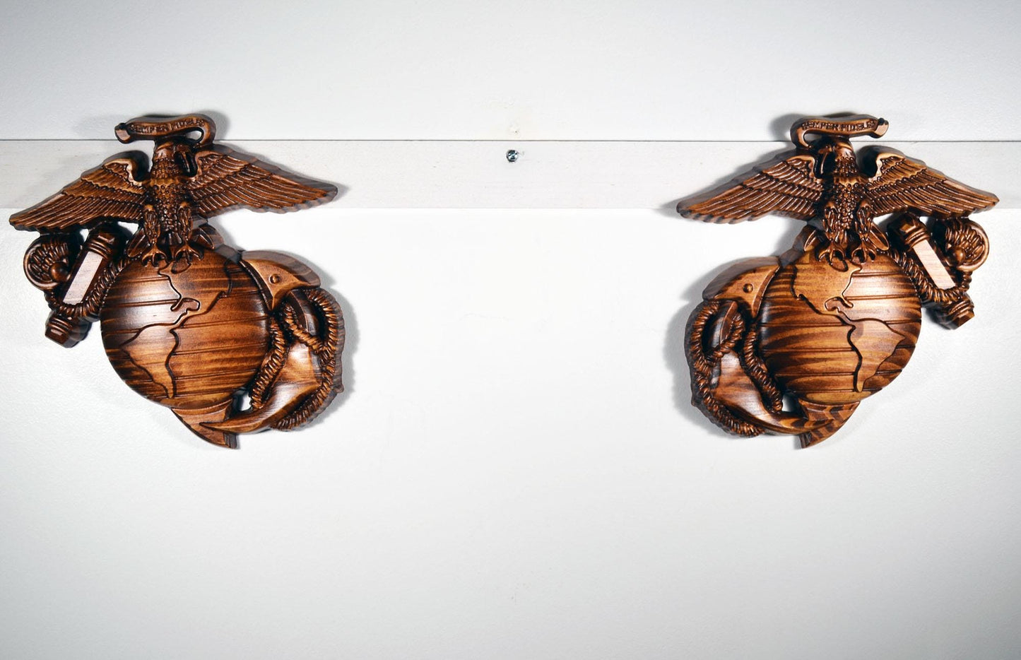 USMC Facing Eagle Globe Anchor 10", Marine Corps, EGA, Mahogany, military plaque