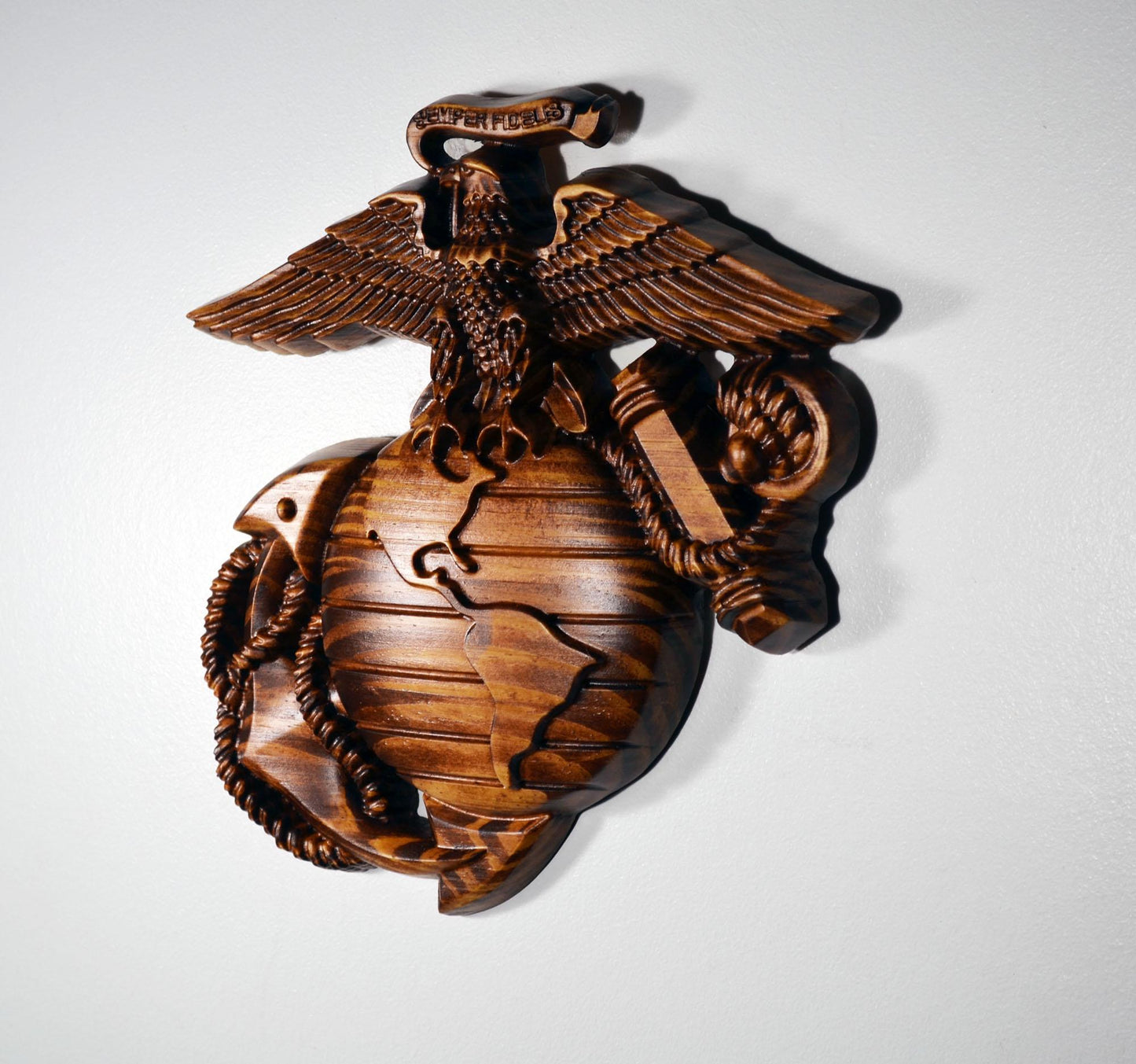 USMC Facing Eagle Globe Anchor 10", Marine Corps, EGA, Mahogany, military plaque