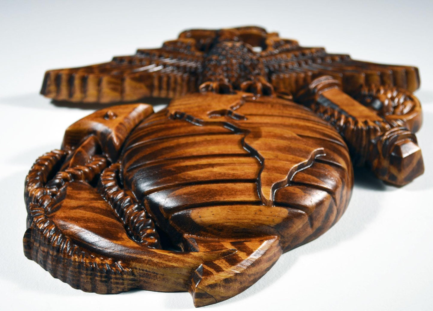 USMC Facing Eagle Globe Anchor 10", Marine Corps, EGA, Mahogany, military plaque