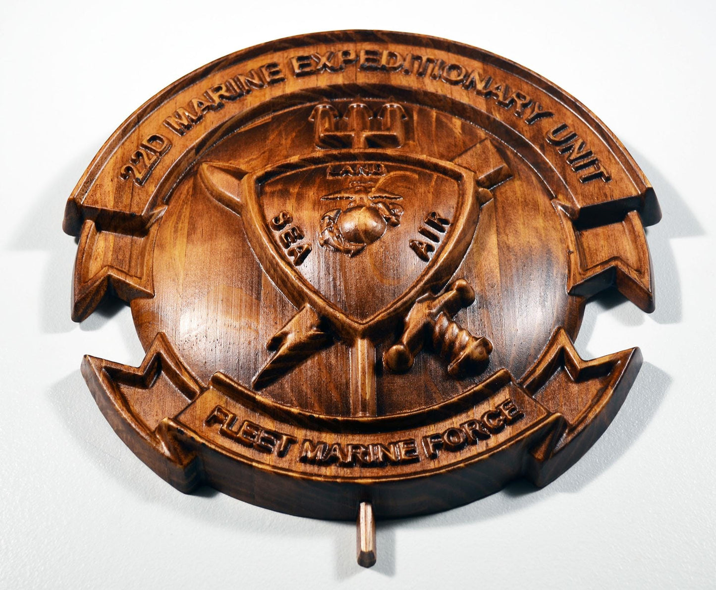 USMC 22th Marine Expeditionary Unit, 12" wood carving, military plaque