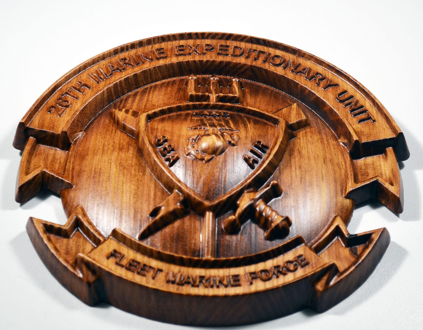 USMC 26th Marine Expeditionary Unit, 12" 3d wood carving, military plaque