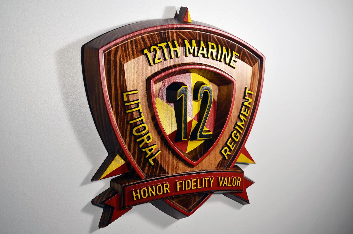 USMC 12th Marine Littoral Regiment, Painted 15" Military Plaque