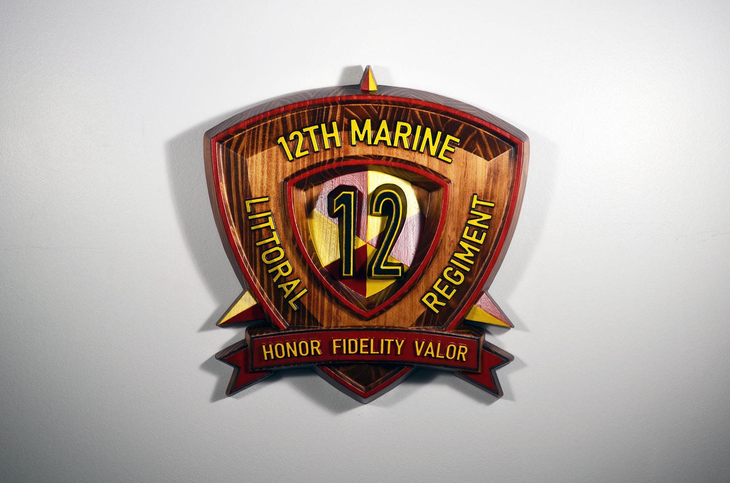 USMC 12th Marine Littoral Regiment, Painted 15" Military Plaque