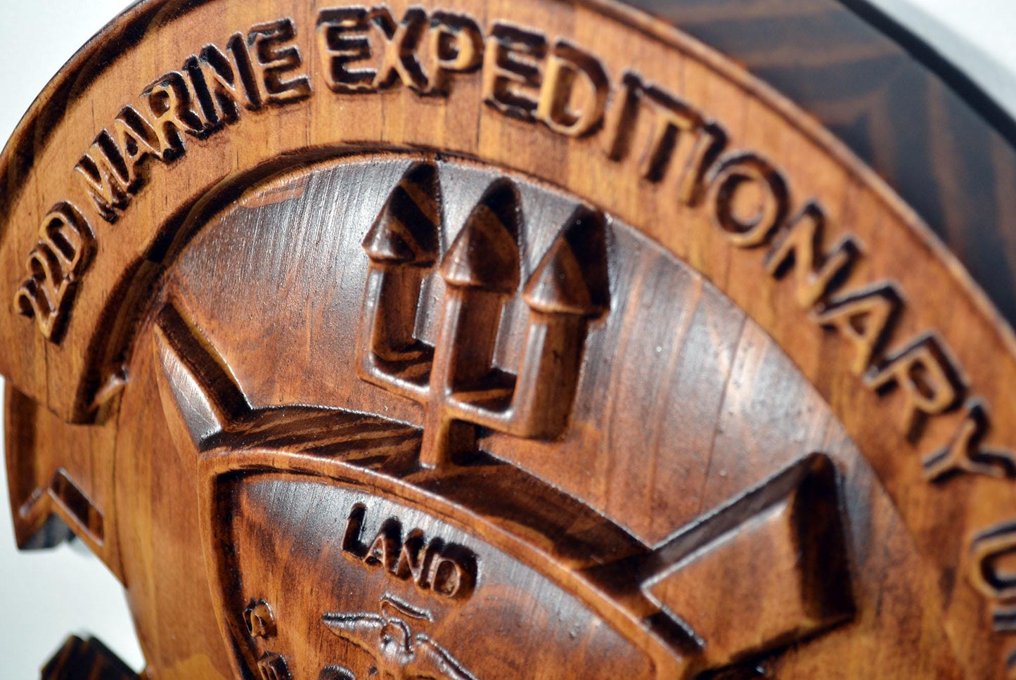USMC 22th Marine Expeditionary Unit, 12" wood carving, military plaque