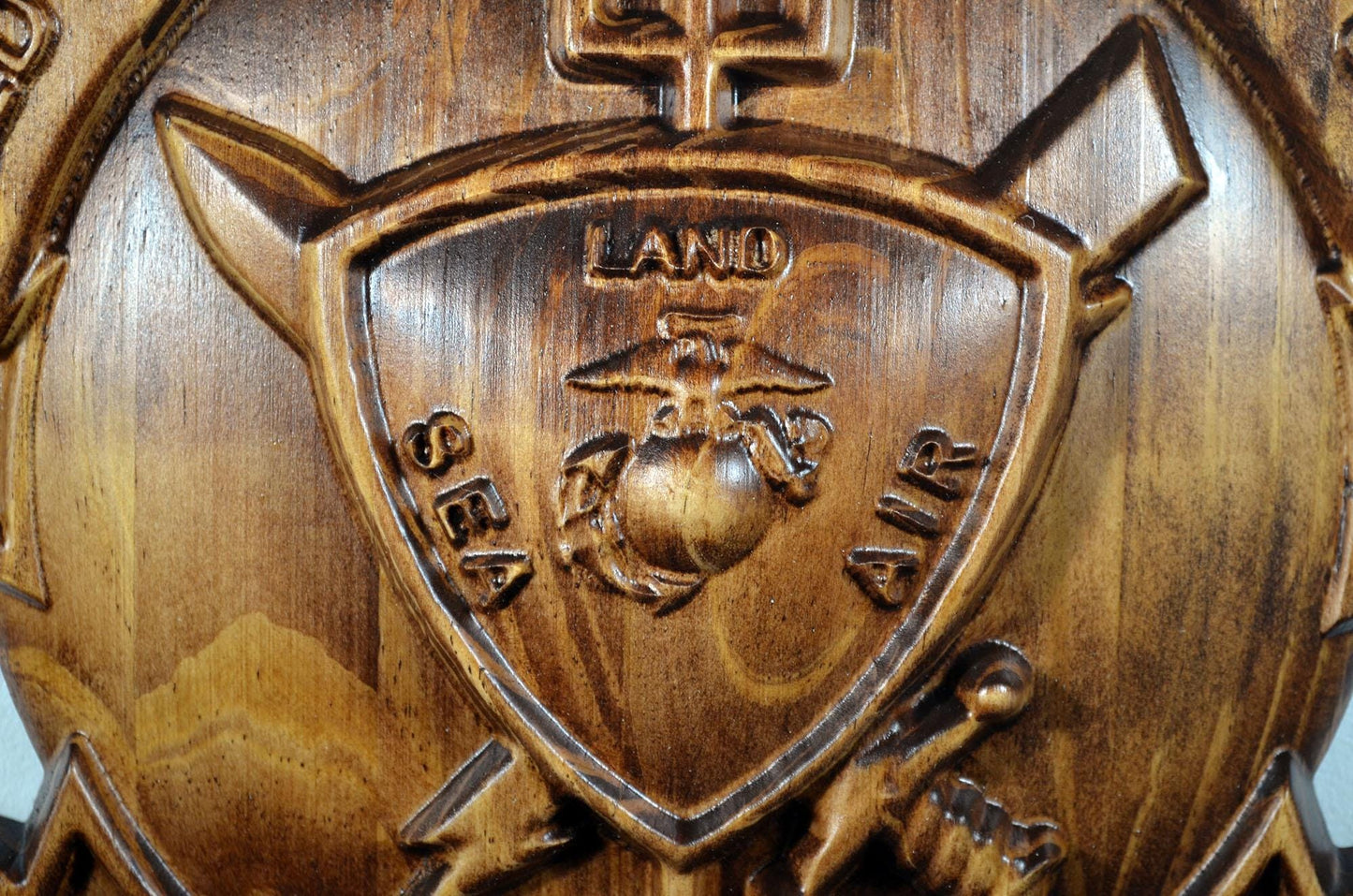 USMC 22th Marine Expeditionary Unit, 12" wood carving, military plaque