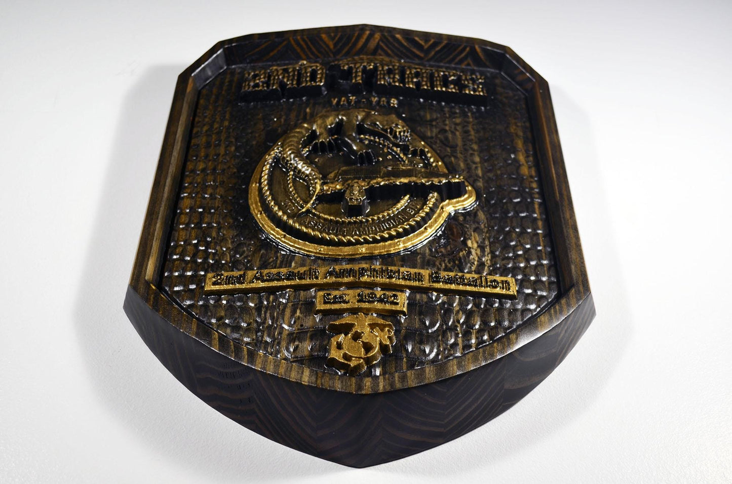 USMC 2nd Assault Amphibian Battalion, 2nd Tracs Black and Brass, military plaque