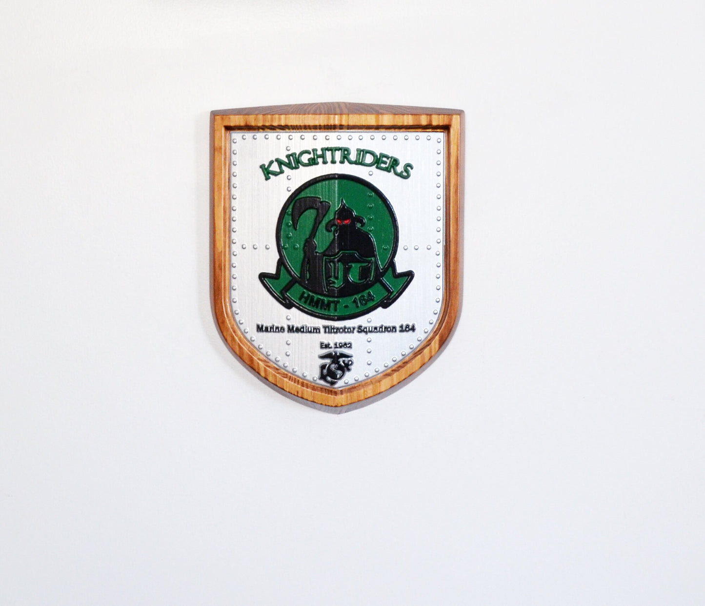 USMC VMM-164, Marine Medium Tilt Rotor Squadron 164, 3d wood carving, painted military plaque - Carved Effects