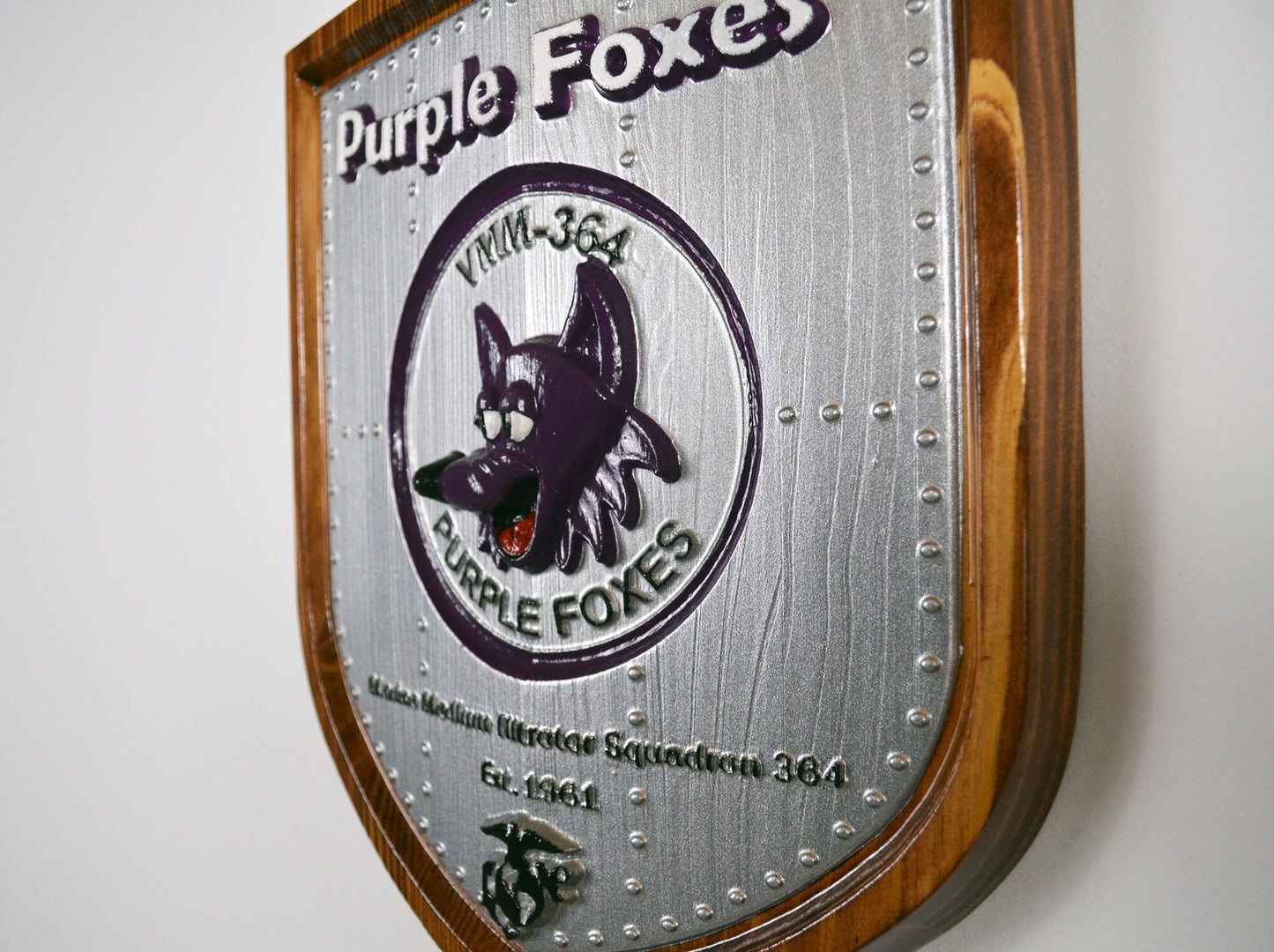 USMC VMM-364, Marine Medium Tilt Rotor Squadron 364, 3d wood carving, painted military plaque - Carved Effects