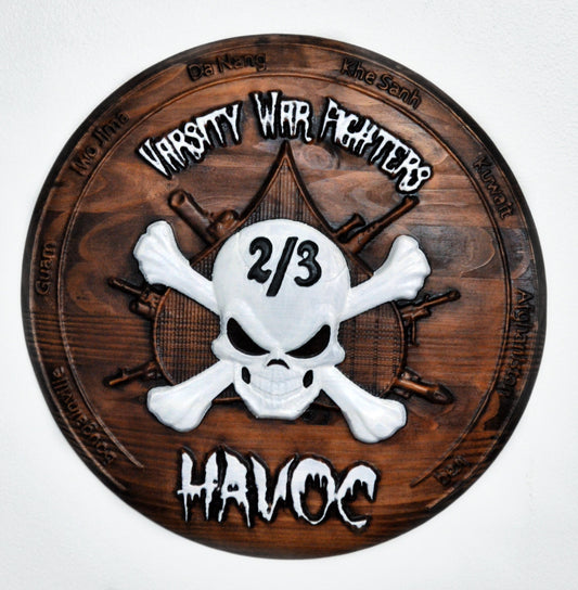 USMC 2nd Battalion 3rd Marines wood carving, Varsity War Fighters, Havoc, Marine Corps, 3d wood carving, military plaque