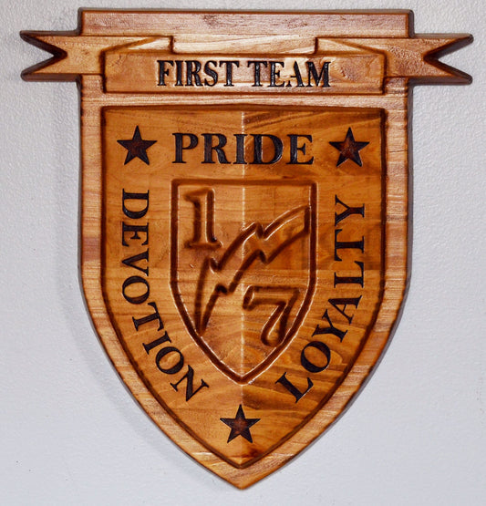 USMC 1st Battalion 7th Marines,  3d wood carving, military plaque