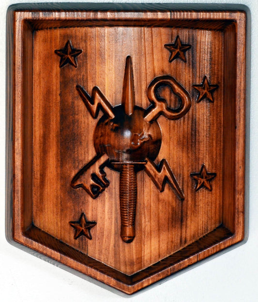 USMC Marine Special Operations Intelligence Battalion, MSOIB, stained 3d wood carving, military plaque - Carved Effects