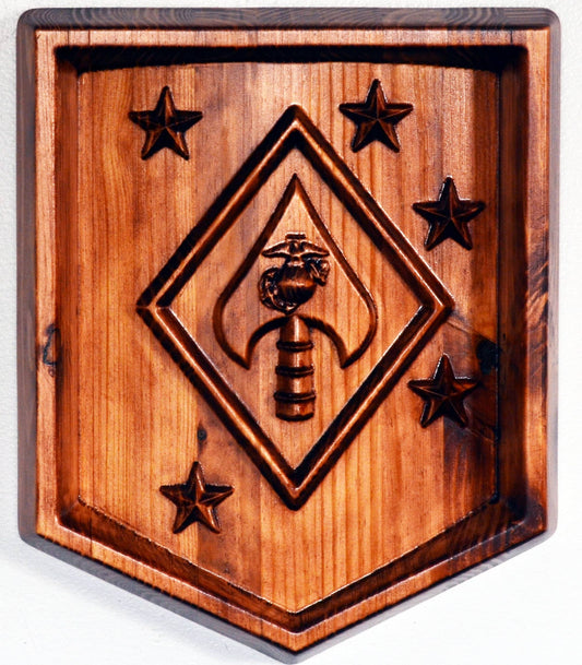 USMC Marine Raider Support Group, Marine Special Operations Regiment, stained 3d wood carving, military plaque - Carved Effects