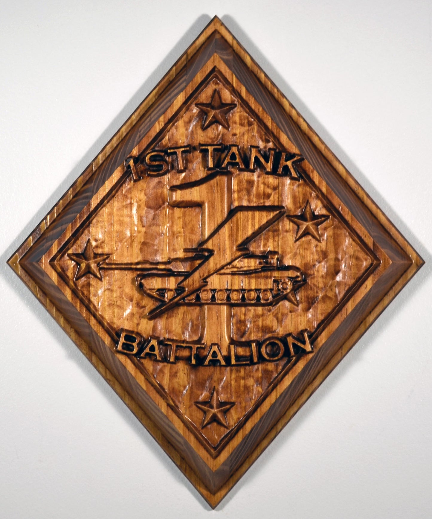 USMC 1st Tank Battalion, US Marine Corps, 3d wood carving, military plaque