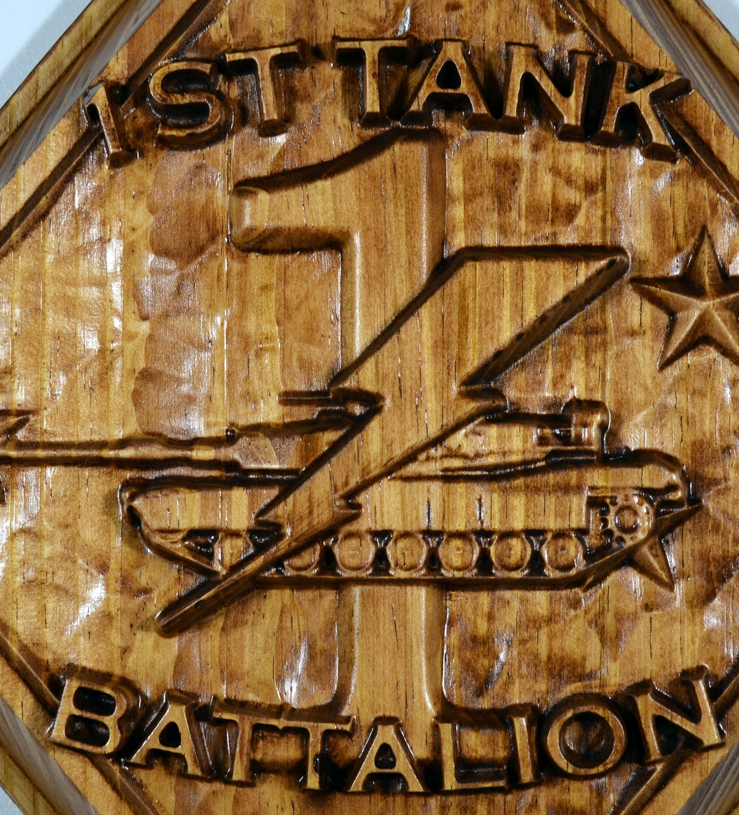 USMC 1st Tank Battalion, US Marine Corps, 3d wood carving, military plaque