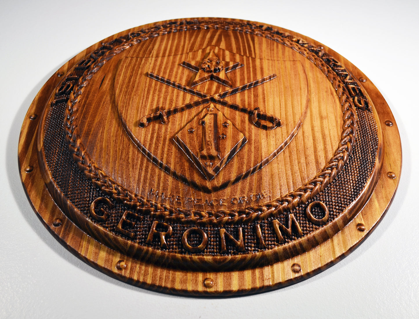 USMC 1st Battalion 5th Marines Shield, USMC Geronimo CNC, military plaque - Carved Effects