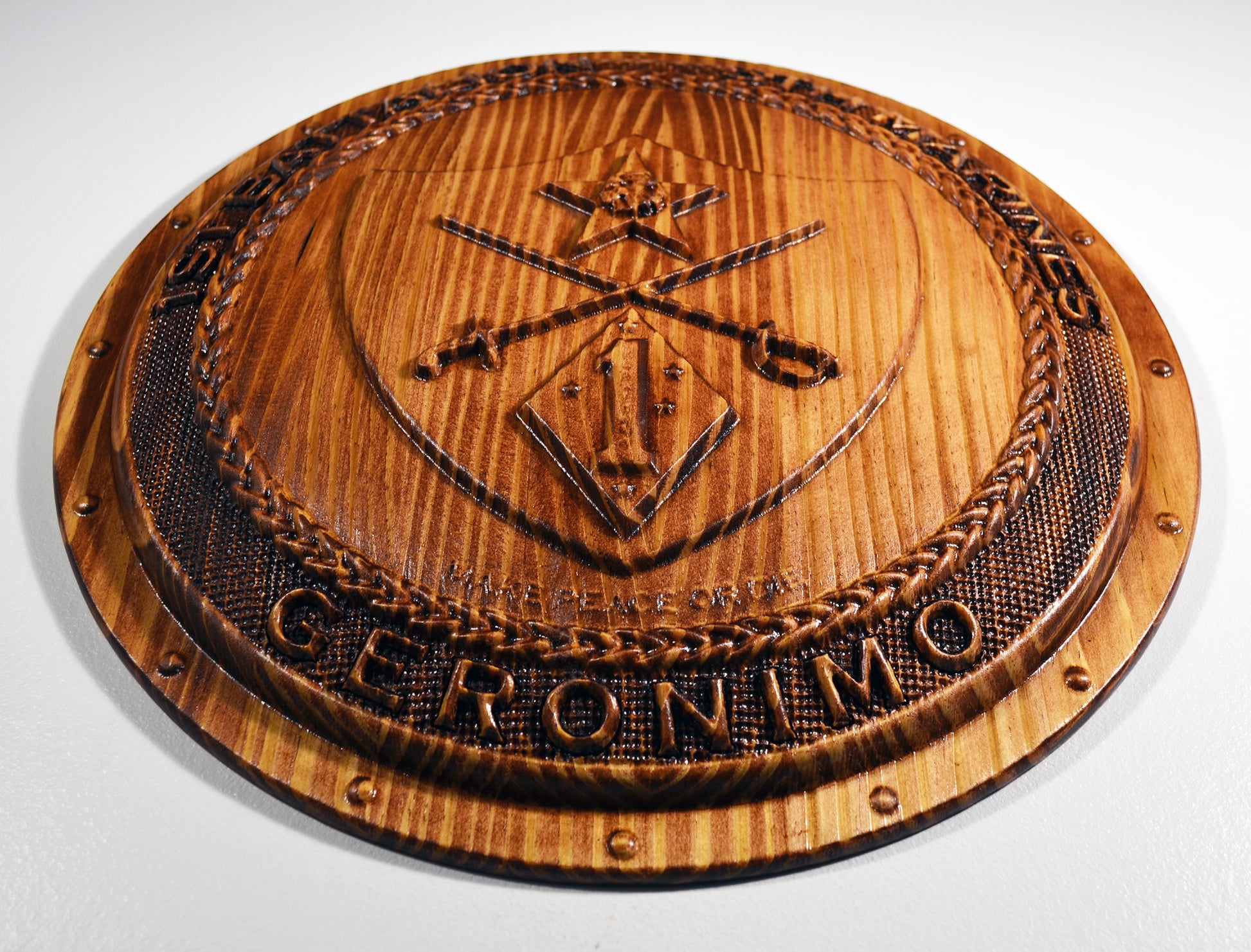 USMC 1st Battalion 5th Marines Shield, USMC Geronimo CNC, military plaque - Carved Effects