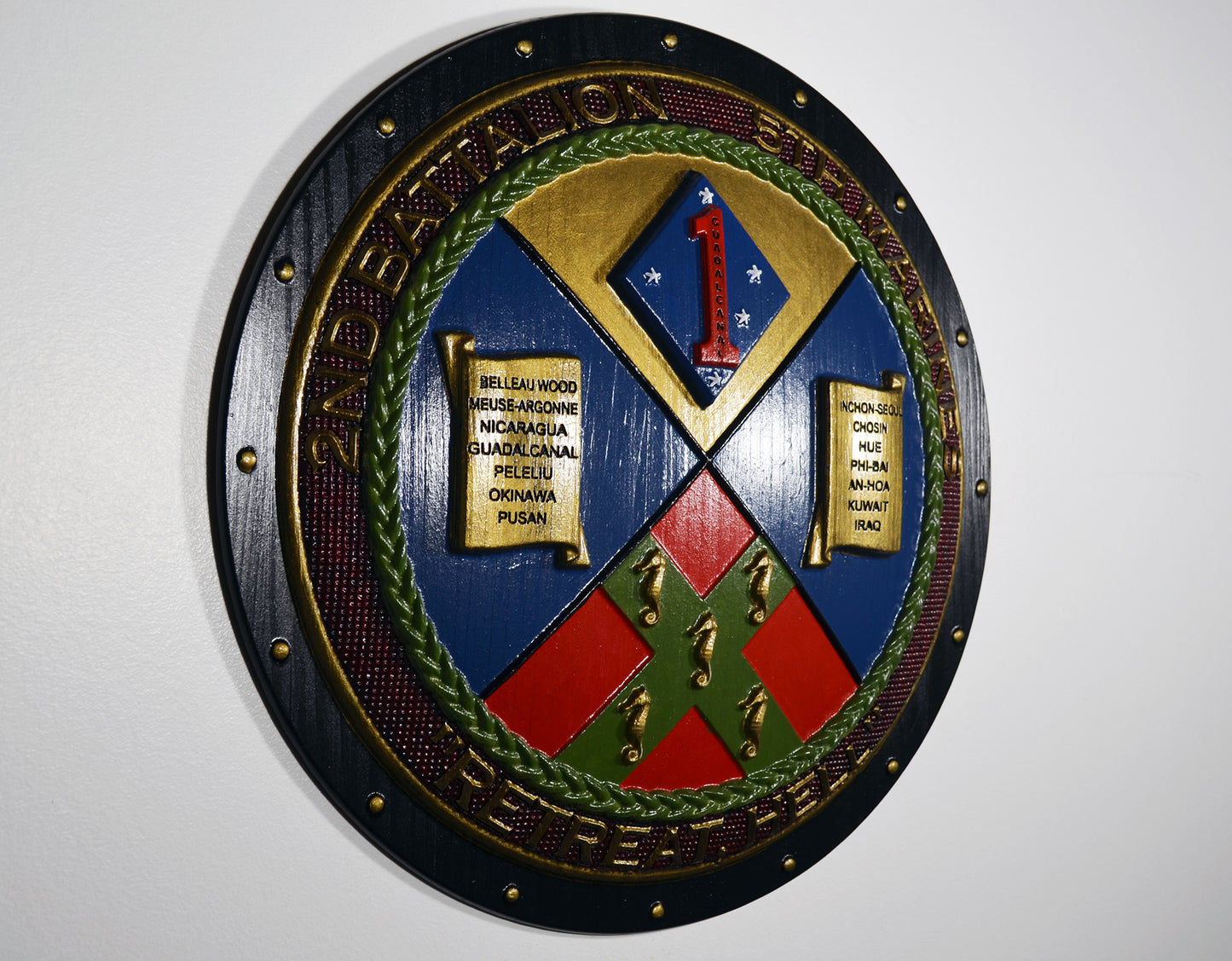 USMC 2nd Battalion 5th Marine Division Painted Shield, US Marine Corps, CNC, military plaque
