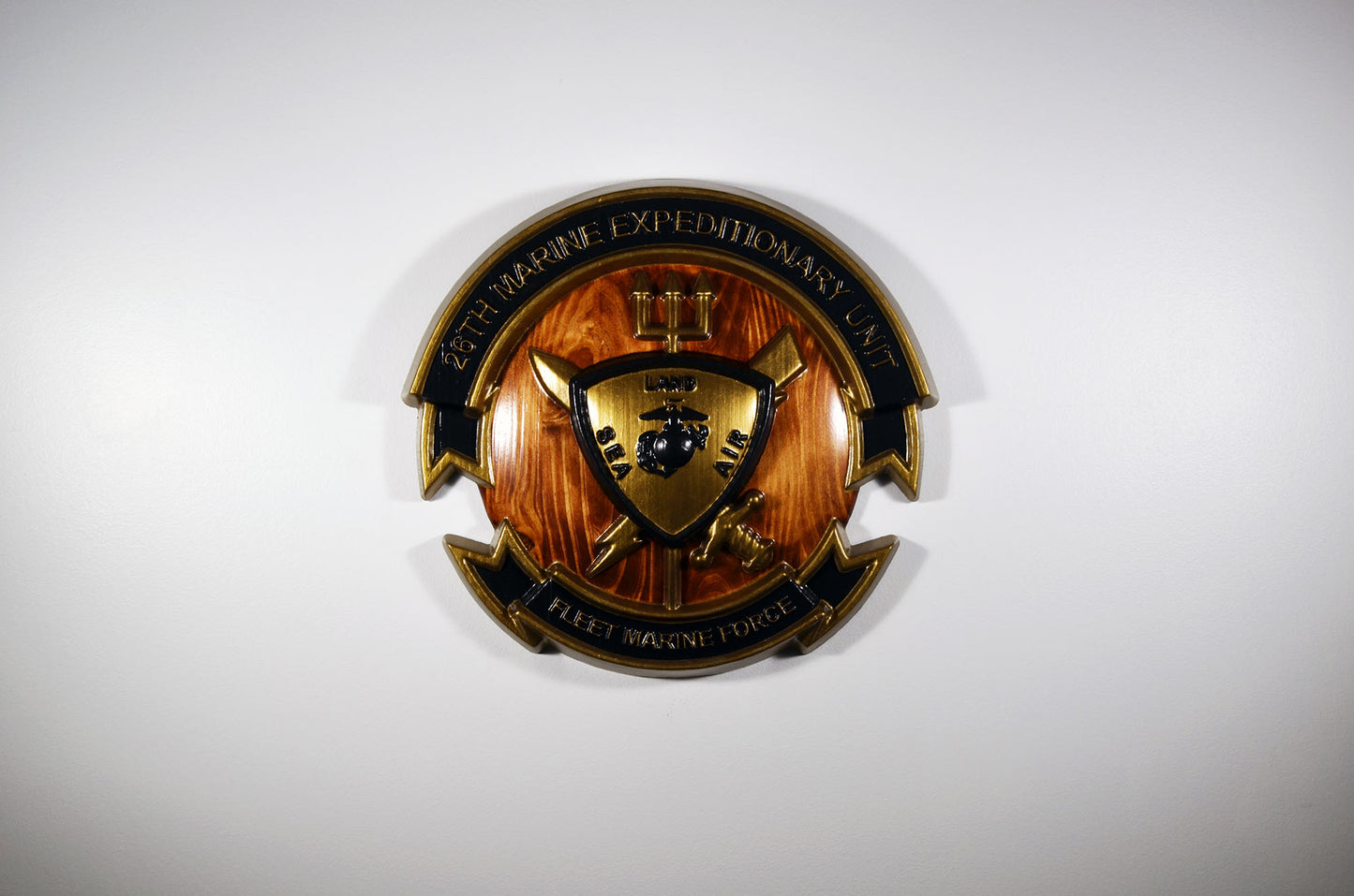 USMC 26th Marine Expeditionary Unit, painted 3d wood carving, military plaque