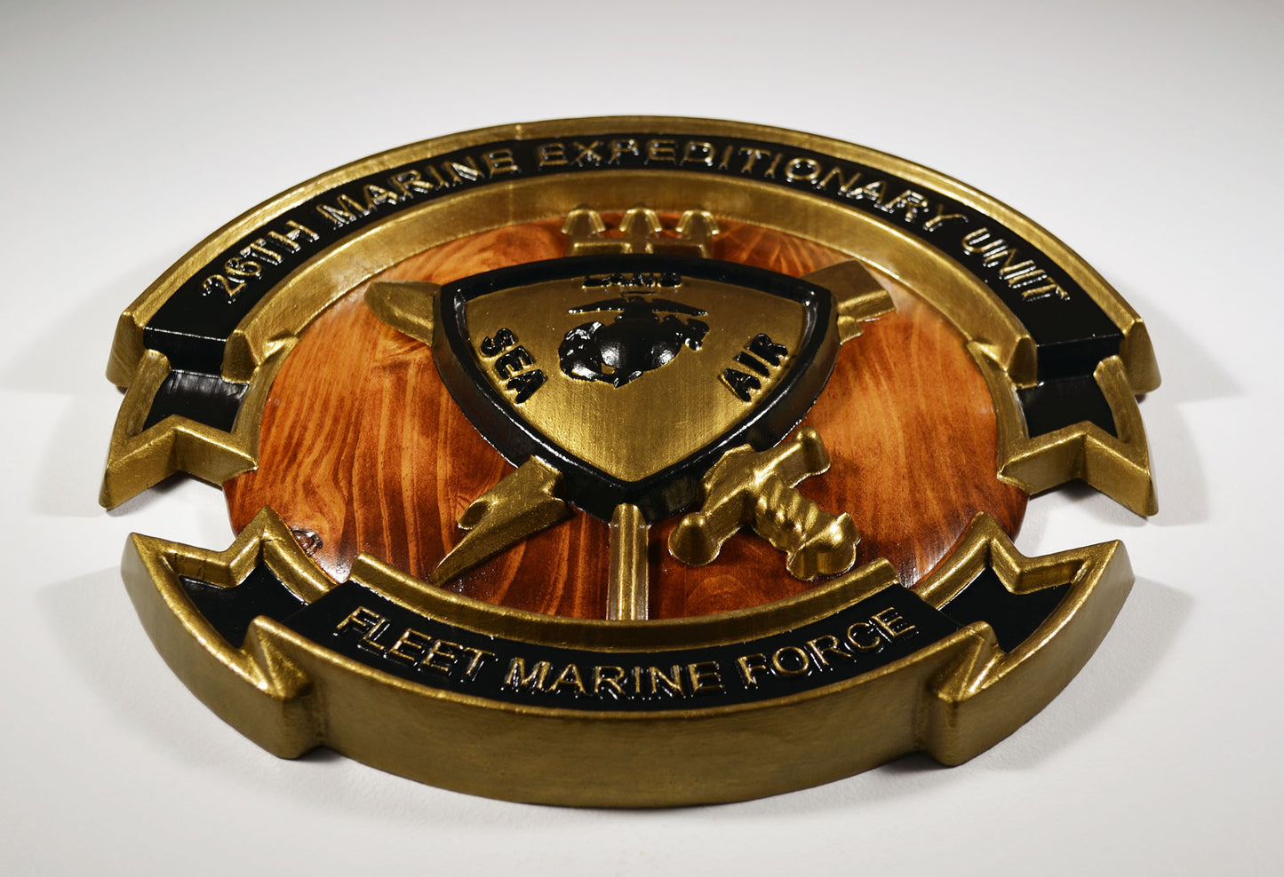 USMC 26th Marine Expeditionary Unit, painted 3d wood carving, military plaque