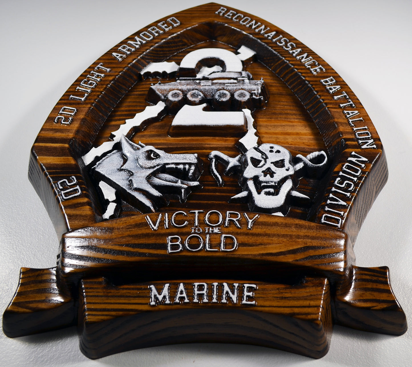 USMC 2nd Light Armored Reconnaissance Battalion, CNC 3d wood carving, military plaque