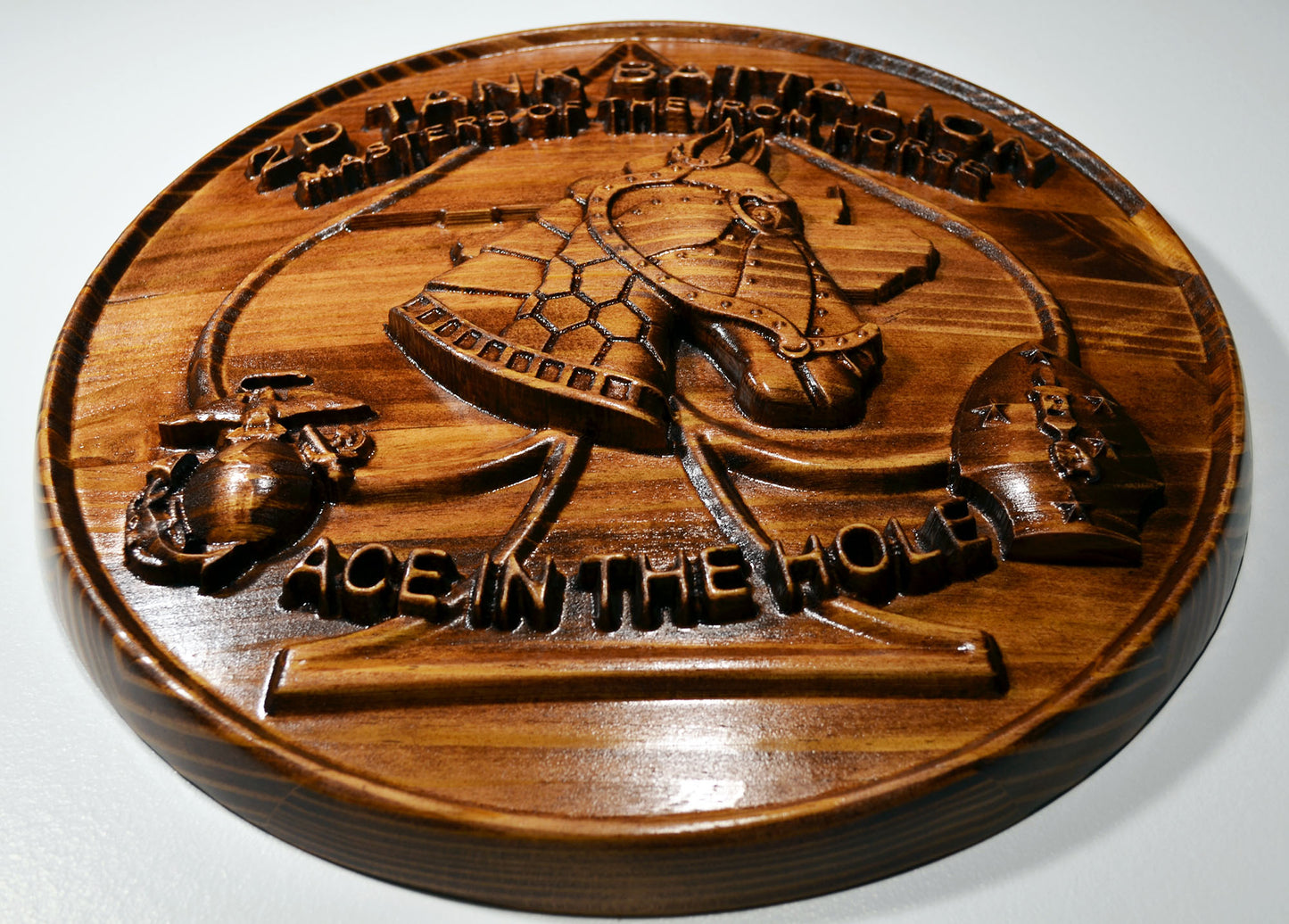 USMC 2nd Tank Battalion,  US Marine Corps, CNC 3d wood carving, military plaque