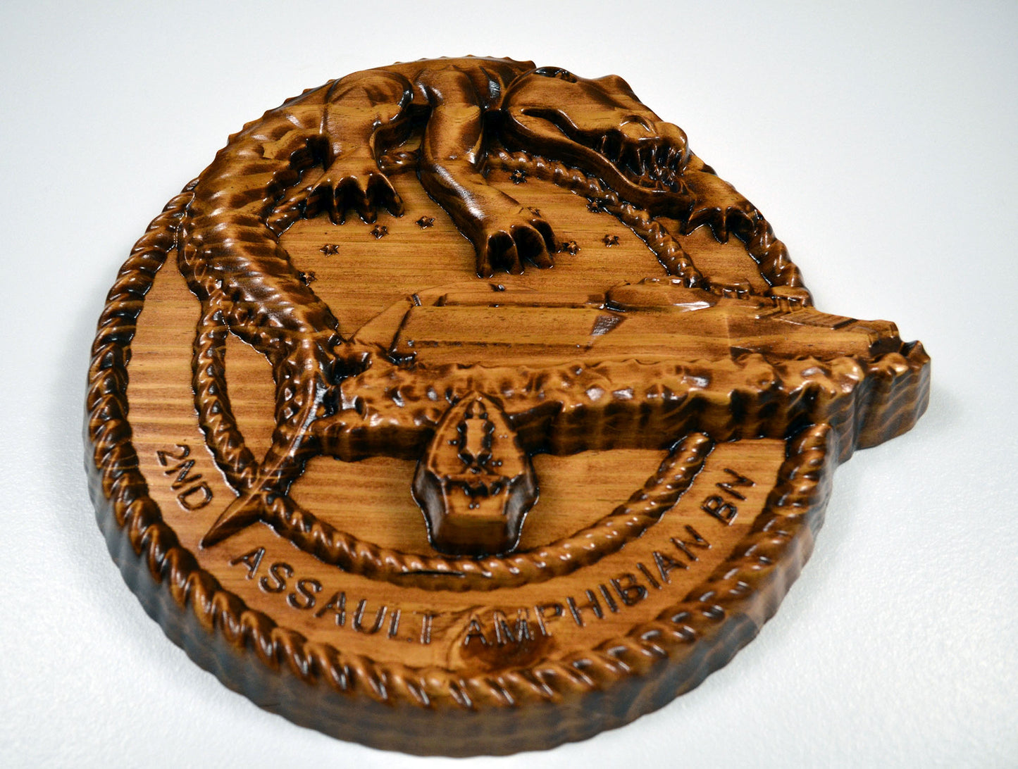 USMC 2nd Assault Amphibian Battalion,  CNC 3d wood carving, Military Plaque