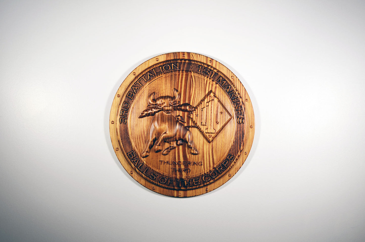 USMC 3rd Battalion 1st Marines, Thundering Third, Marine Corps, 3d wood carving, military plaque