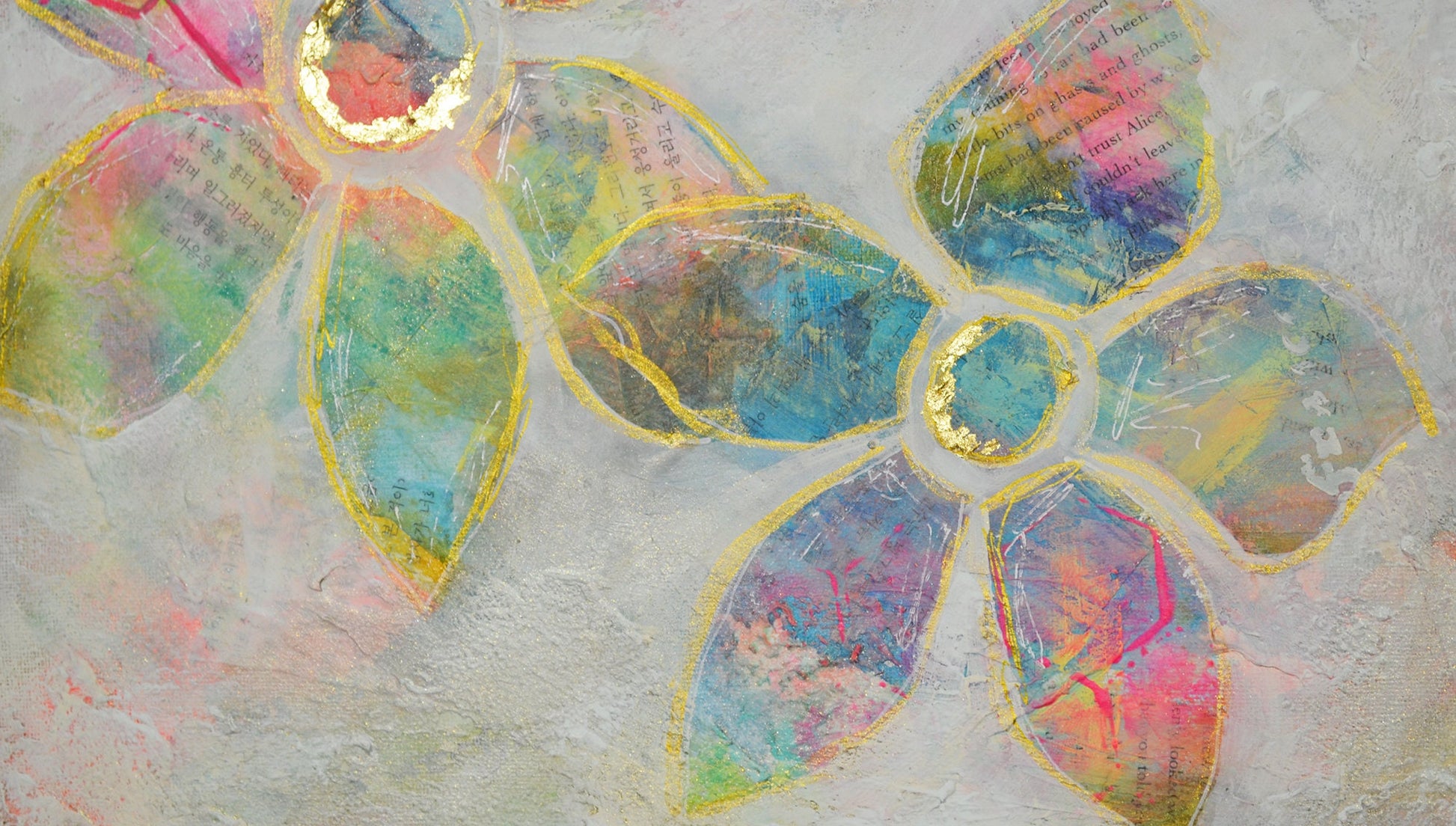 Abstract flower garden hand painted mixed media painting on canvas 11x14, original wall art acrylic and watercolor painting - Carved Effects