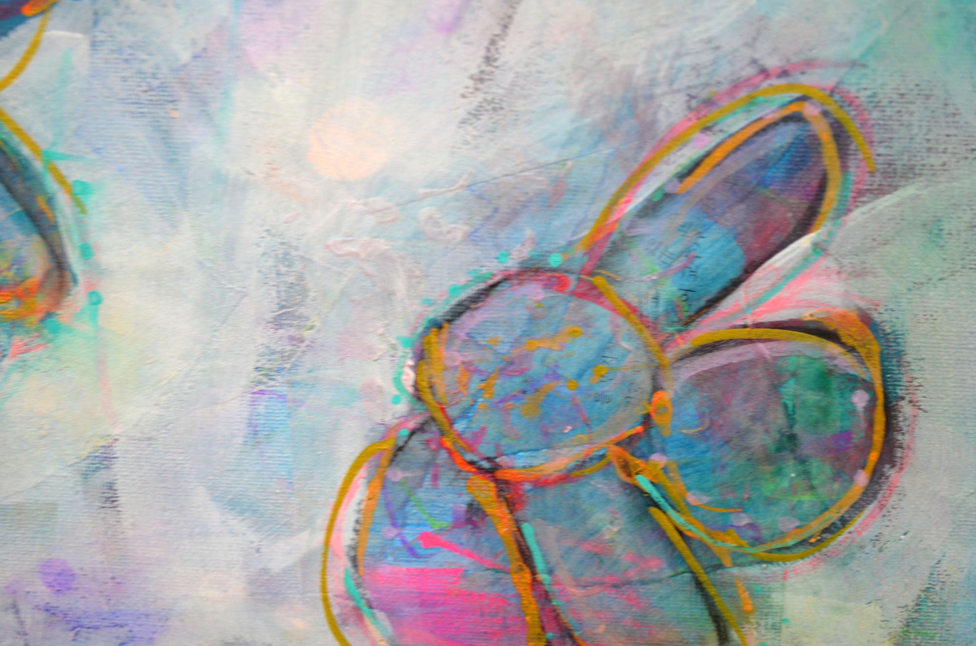Abstract flowers mixed media painting