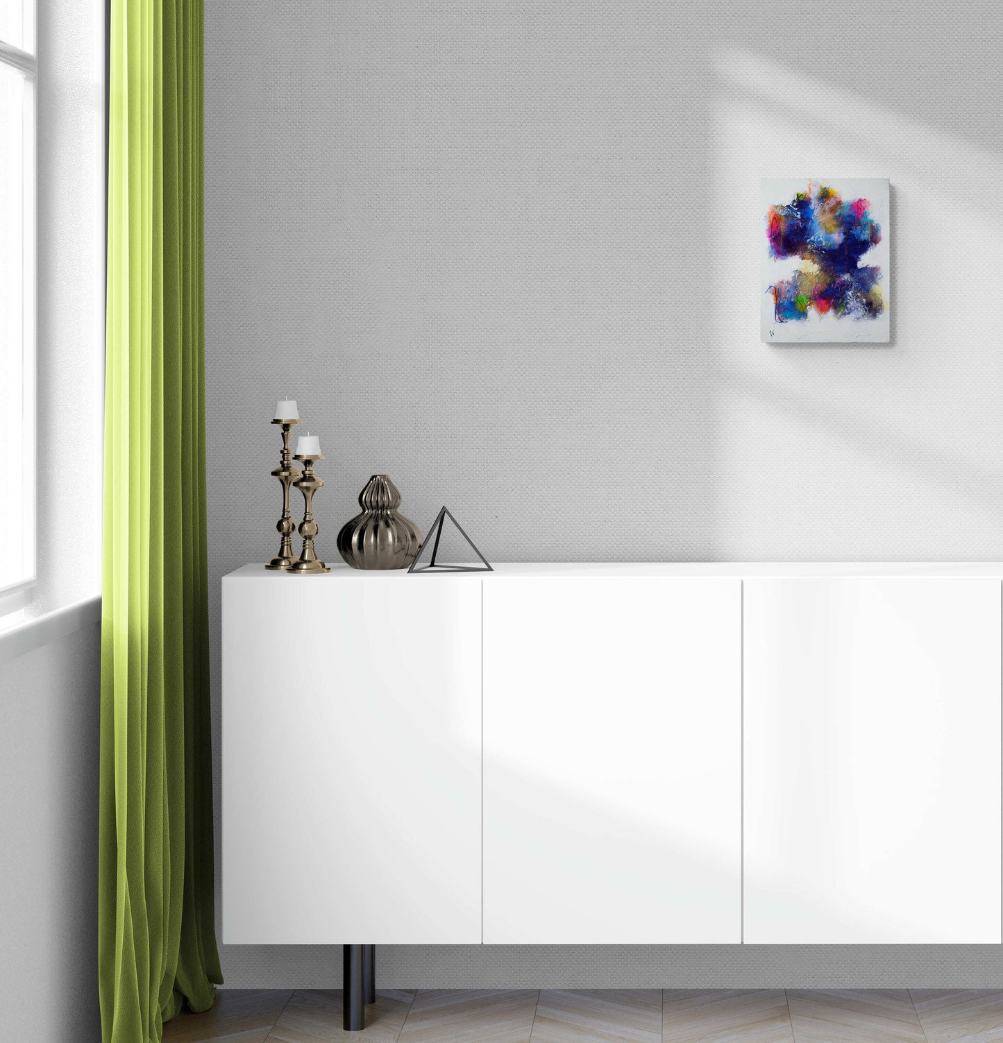 Abstract flower garden hand painted mixed media painting on canvas 11x14, original wall art acrylic and watercolor painting 1 - Carved Effects